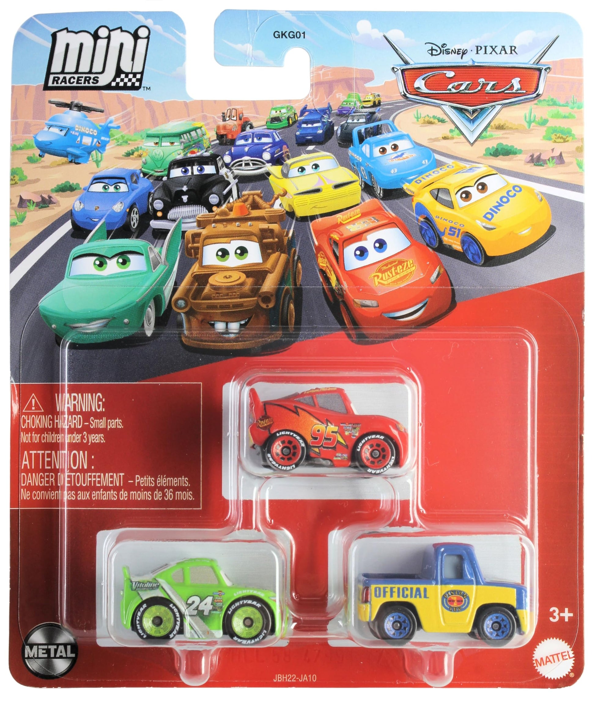 Disney Cars Mini Racers 3-Pack: Lightning McQueen, Vitoline #24 Brick Yardley, Dexter Hoover