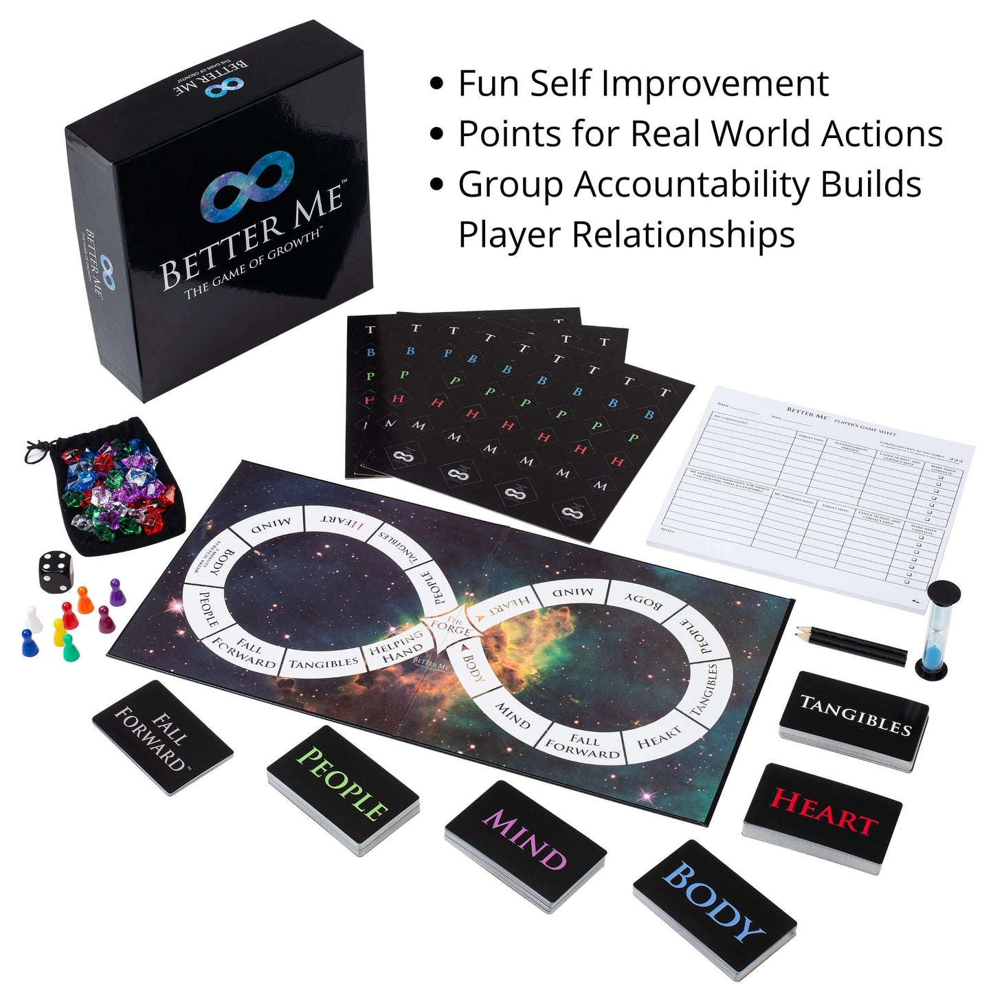 Better Me Self Improvement Game - Board Game for Couples, Friends or Family Games Night, Self Help Therapy Games, Recovery Counseling Games for Teens