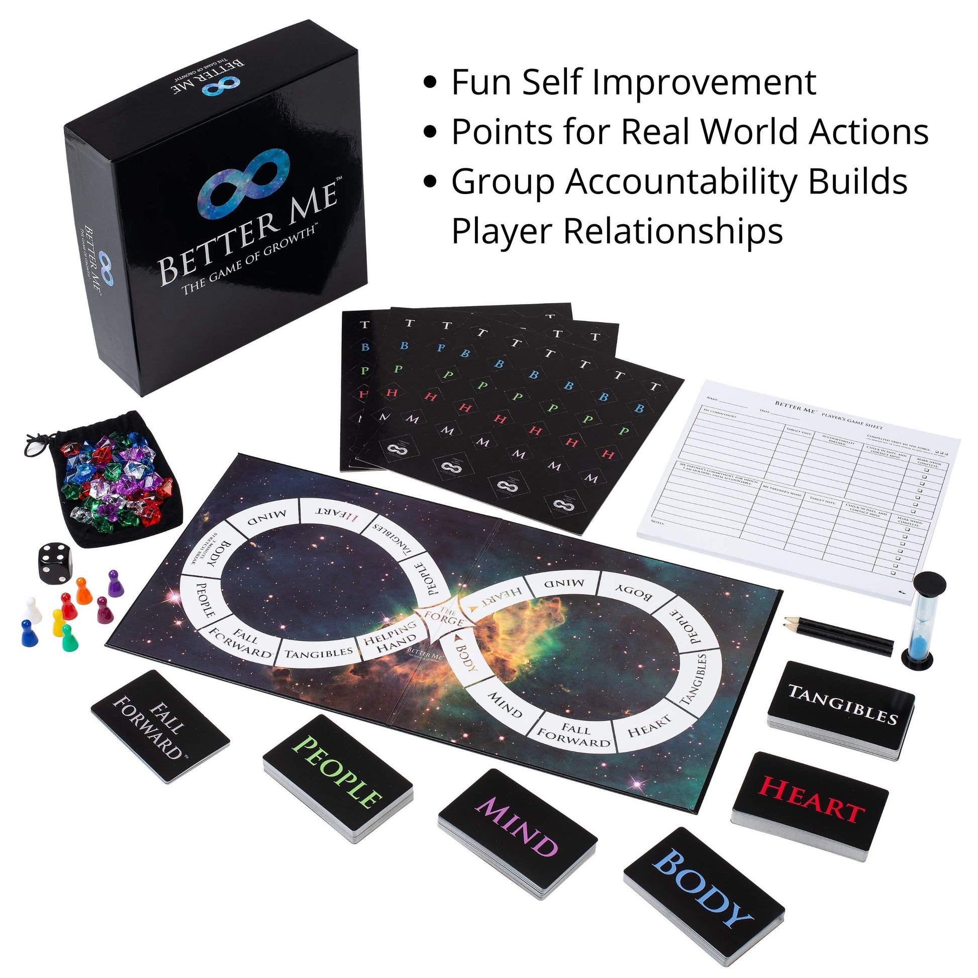 Better Me Self Improvement Game - Board Game for Couples, Friends or Family Games Night, Self Help Therapy Games, Recovery Counseling Games for Teens