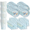 Snowman Winter Onederland First Birthday - 32 Piece Disposable Party Supplies - Decorations for Snowflake Boy's 1st Birthday Round Party Plates