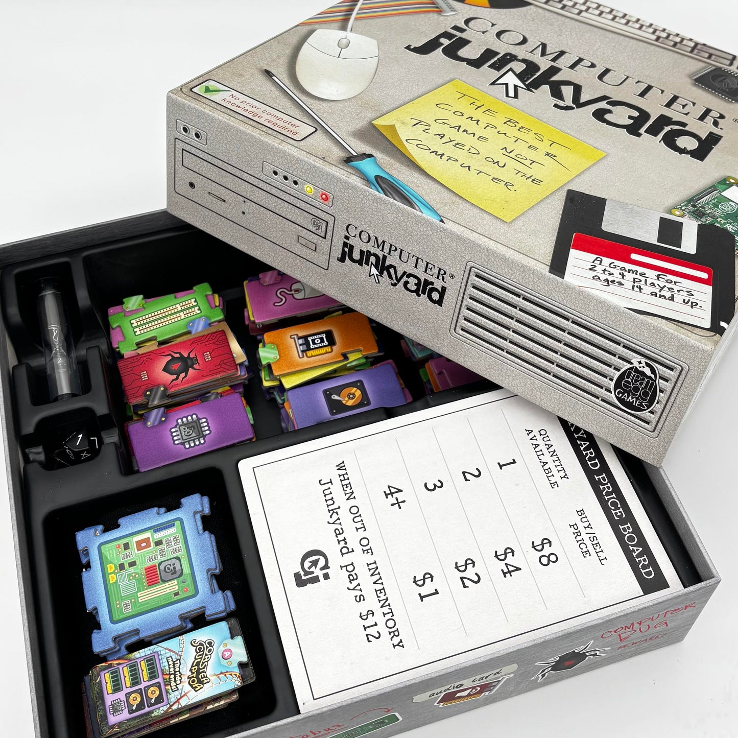 Computer Junkyard Board Game - The Best Computer Game NOT Played on the Computer | Family Strategy Game | Build a Vintage PC | Fun for Game Night |