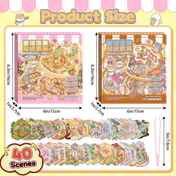 40 Sets DIY 3D Sticker Scene, Sticker Collection Book Make Your Own Shop House Crafts for Adults Therapy for Relief Stress Pass the Time Gift