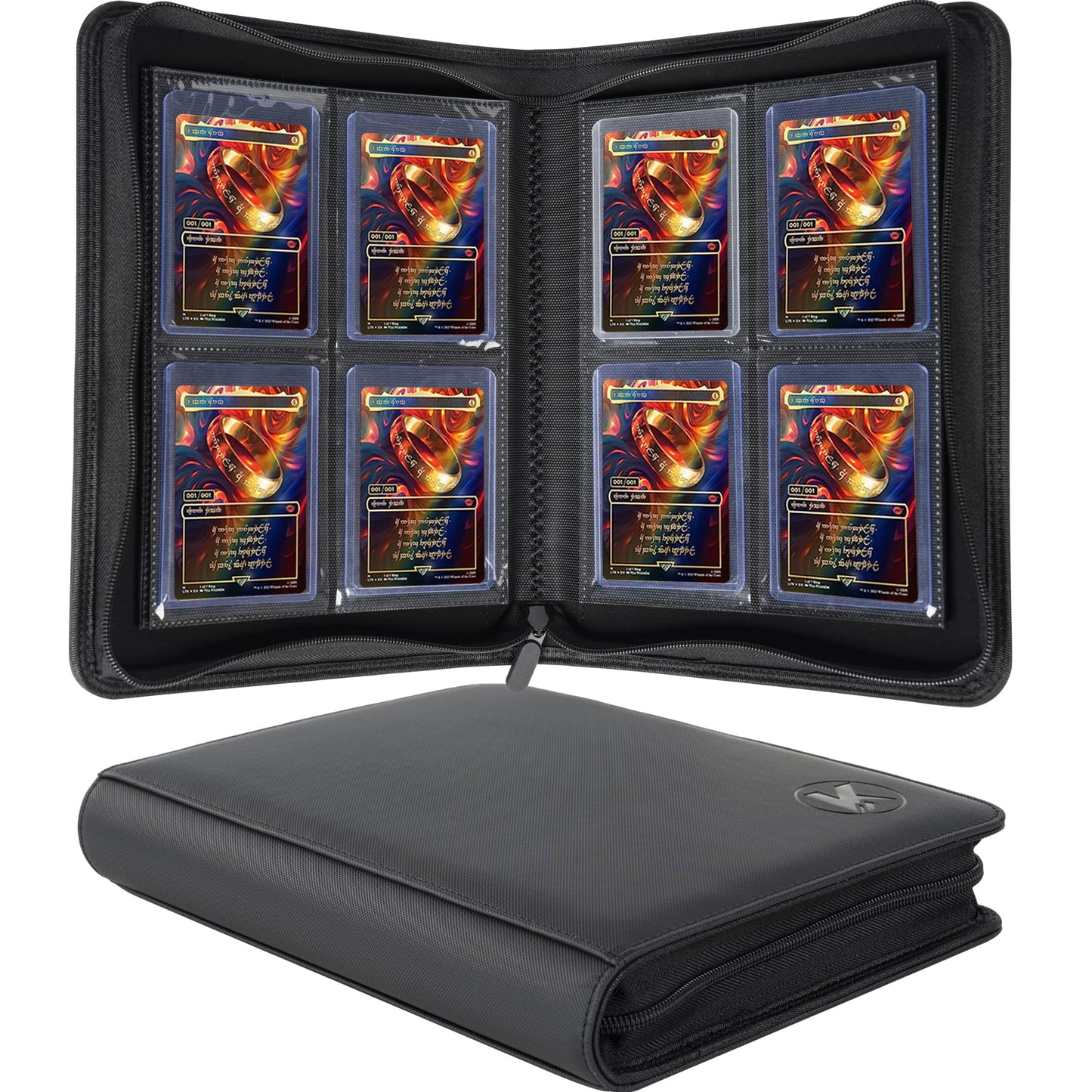 KUOOKING Top loader Binder, Holds 128+ Toploaders, 4 Pocket Top Loader Card Storage Case, Double-Sided Pockets for trading card in 3 x 4'' Toploaders