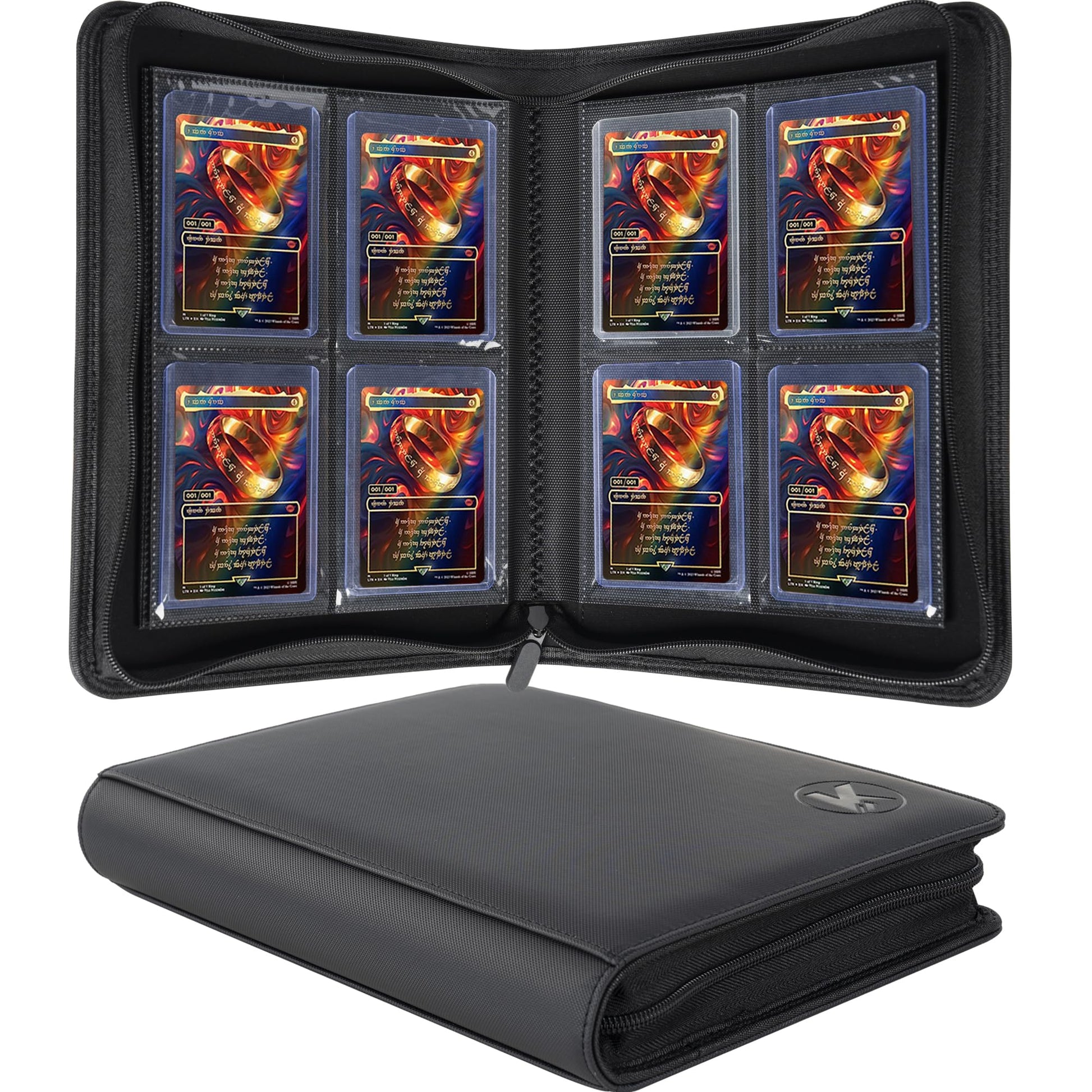 KUOOKING Top loader Binder, Holds 128+ Toploaders, 4 Pocket Top Loader Card Storage Case, Double-Sided Pockets for trading card in 3 x 4'' Toploaders