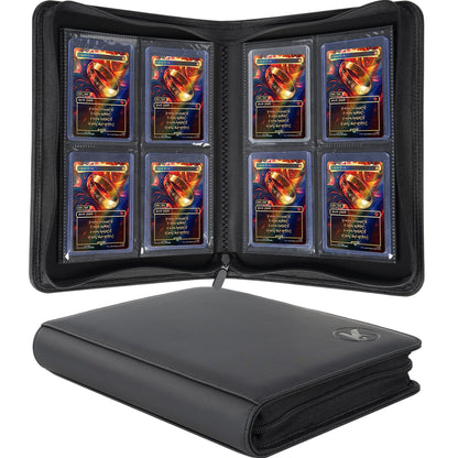KUOOKING Top loader Binder, Holds 128+ Toploaders, 4 Pocket Top Loader Card Storage Case, Double-Sided Pockets for trading card in 3 x 4'' Toploaders