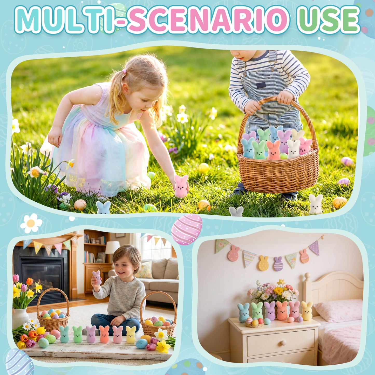 MPMIYVX Easter Basket Stuffers for Kids,Easter Egg Fillers, Cute Bunny Toys Easter Gifts for Kids, Party Favors Classroom Exchange, Easter Decorations