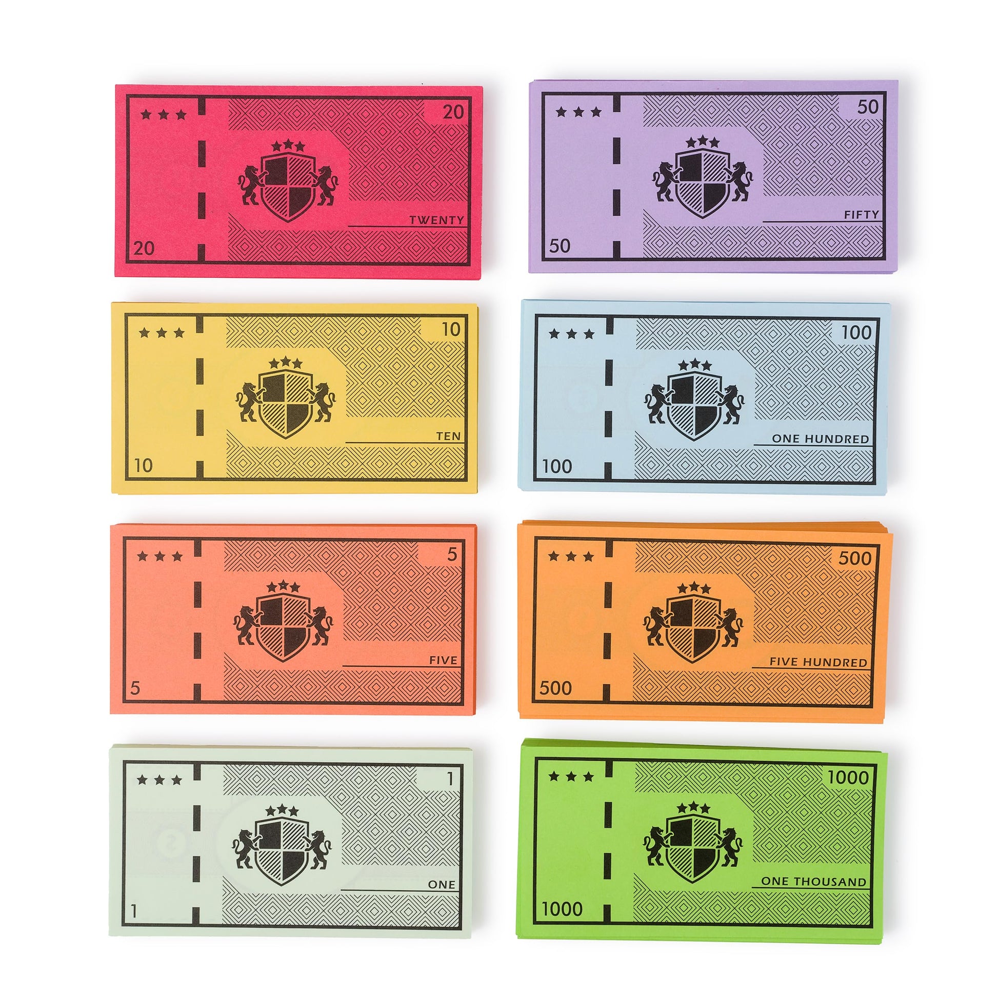 Play Money - 520 Pcs for Board Games - 65 of Each Bill in 8 Denominations - Double Sided Printed Paper Money for Pretend Play Cashier, Opoly Money