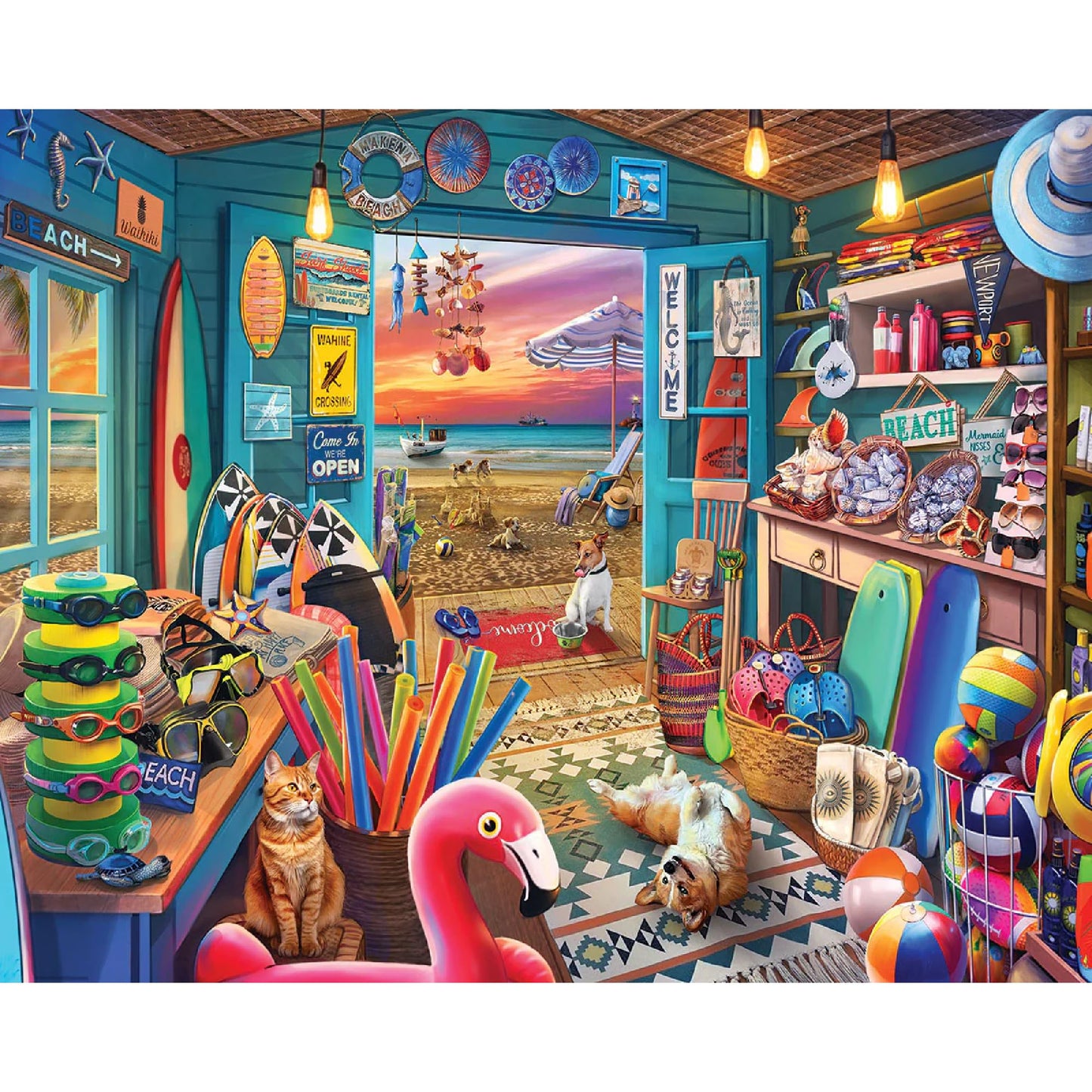 White Mountain 1000 Piece Jigsaw Puzzle Summer Ocean, Beach Hut Store
