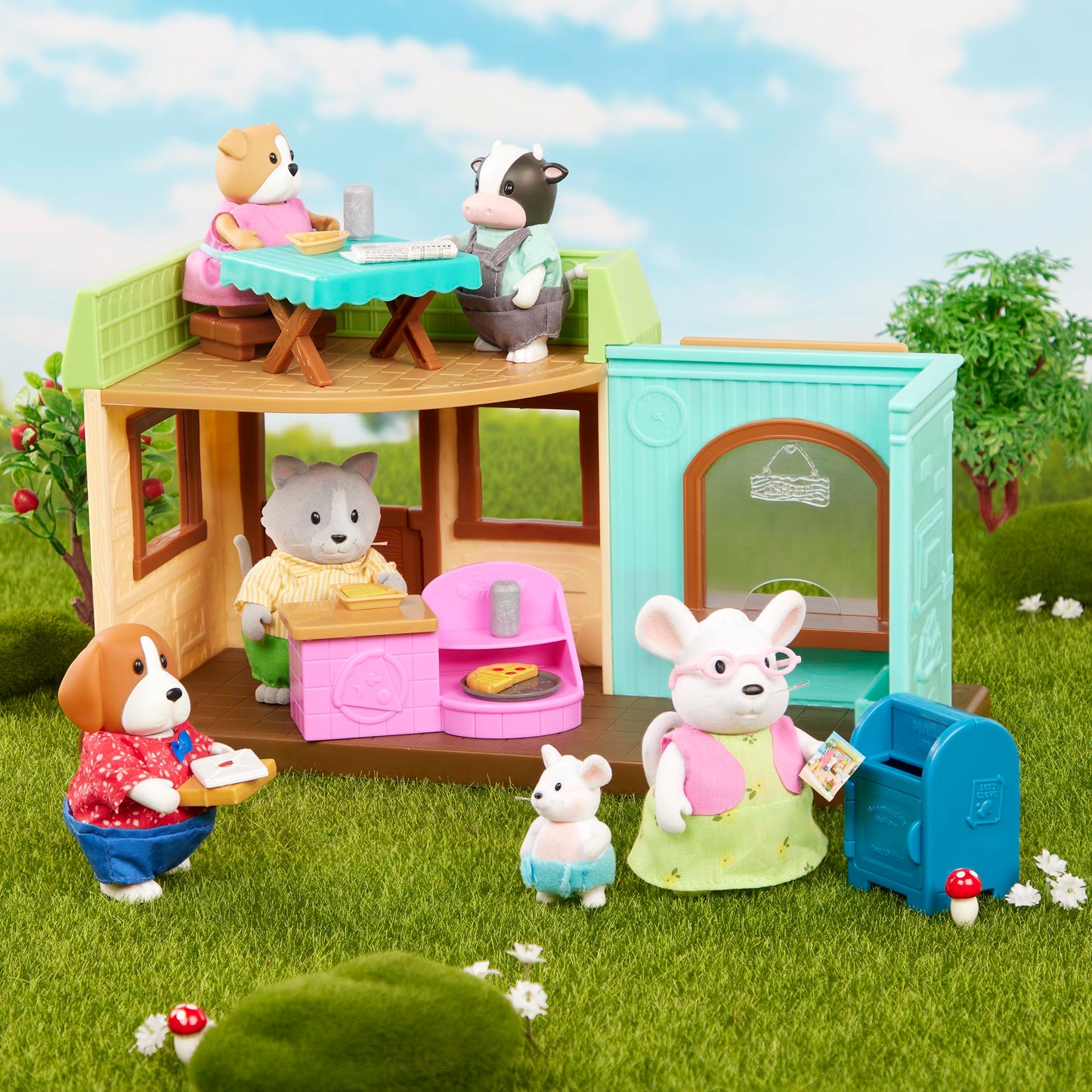 Li'l Woodzeez - The Woofington Bulldog Family - Set of 4 Collectible Posable Figures with Storybook for Imaginative Pretend Play - Fun Doll Toys for