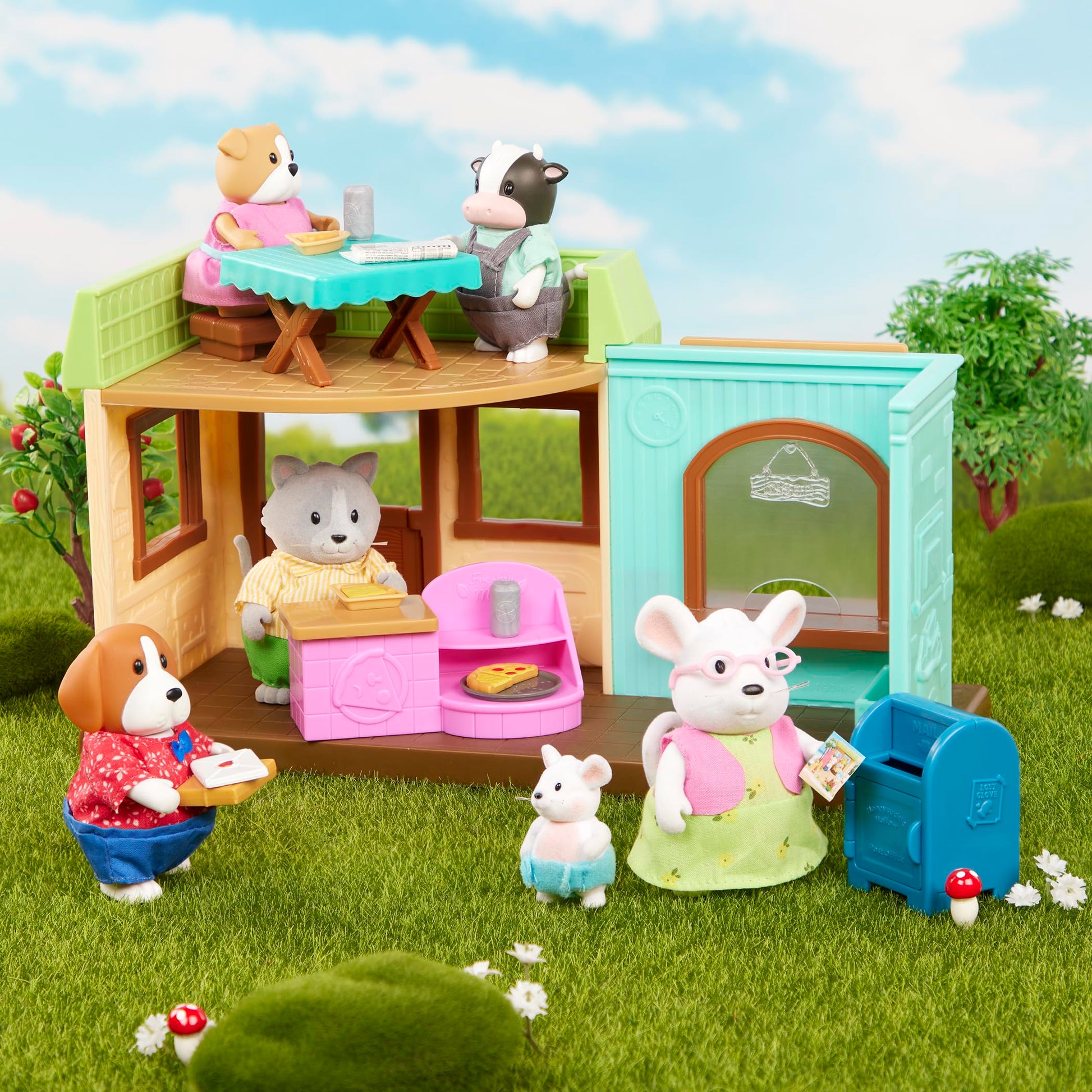 Li'l Woodzeez - The Woofington Bulldog Family - Set of 4 Collectible Posable Figures with Storybook for Imaginative Pretend Play - Fun Doll Toys for