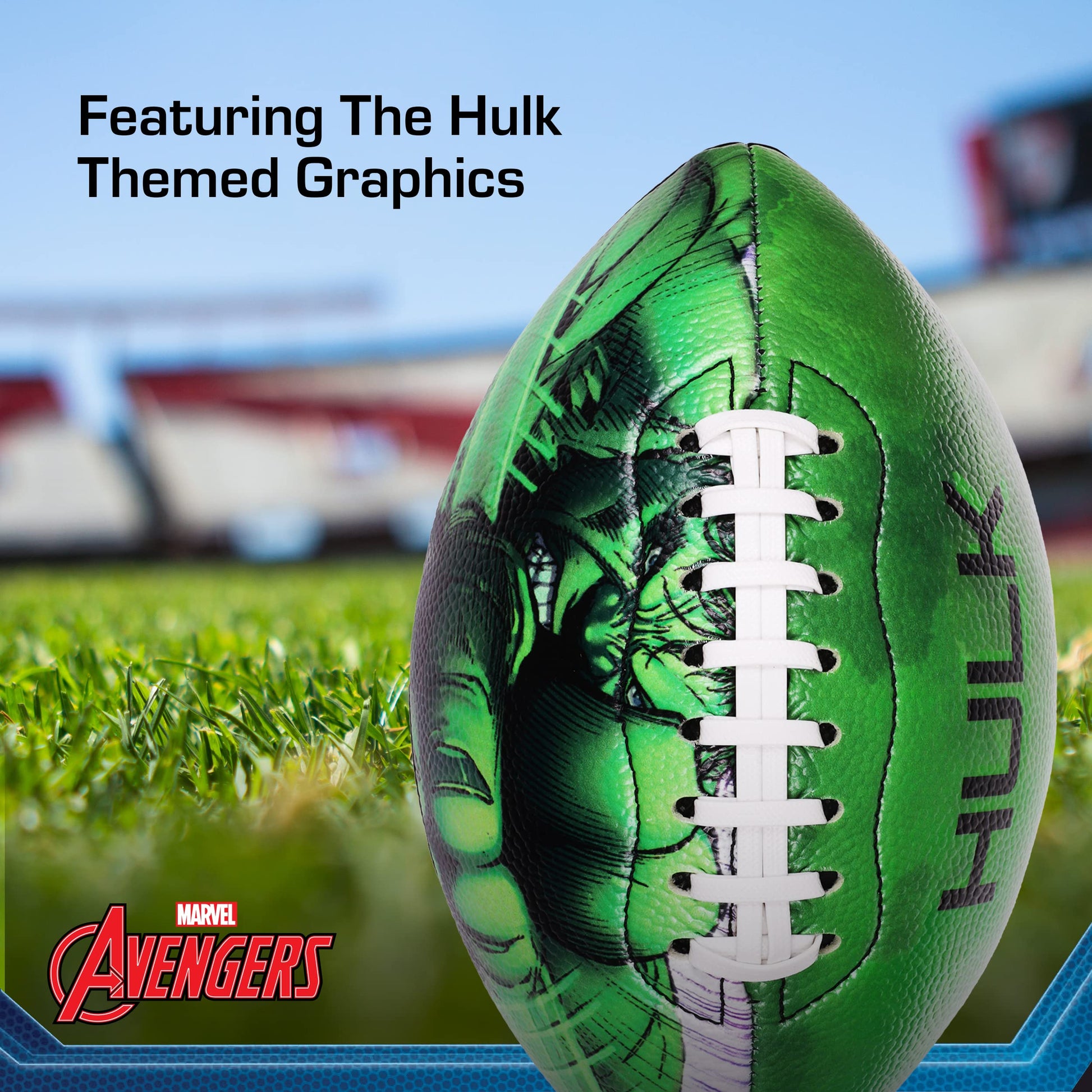 Marvel Avengers Hulk Youth Football, Small Mini Peewee Futbol for Kids, Size 5, Green