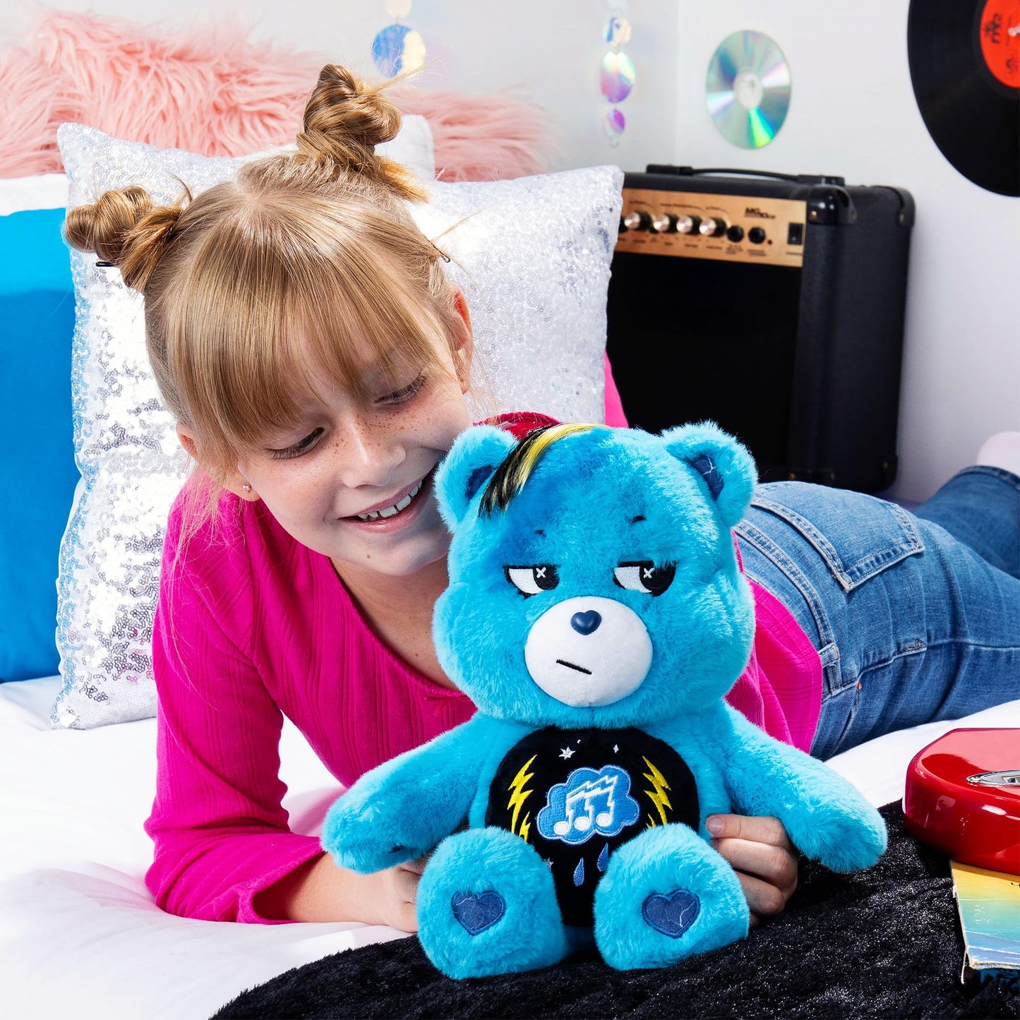 Care Bears - 14" Rock Theme - Medium Size Plush - Grumpy Bear - Amazon Exclusive