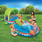 Banzai Shade 'N Slide Turtle Inflatable Outdoor Kiddie Splash Pool with Fish Sprinkler, Removable Canopy, and Mini Slide for Ages 3+
