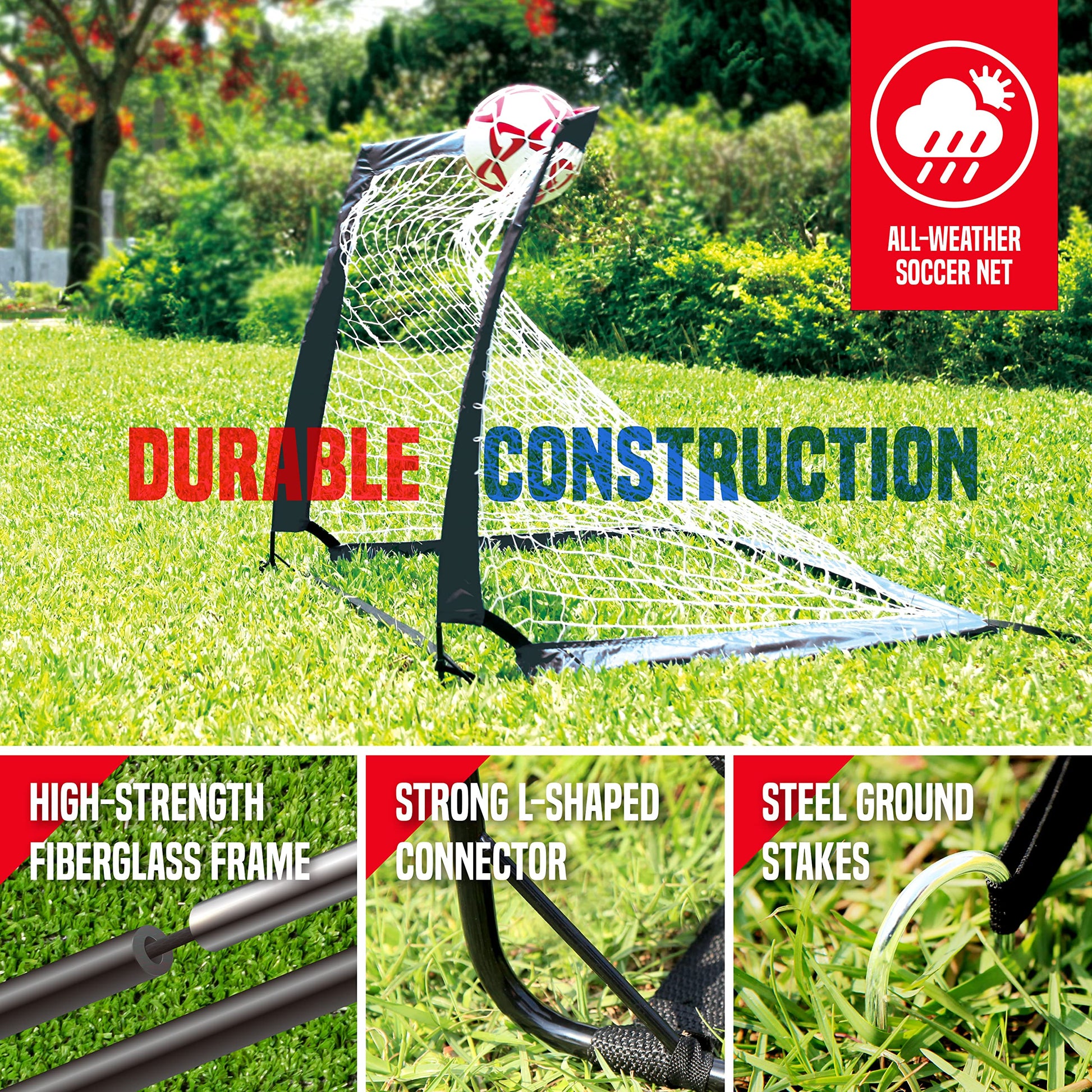 Soccer Goals Soccer Net, Pop-up Football Goals, Portable 4'x3'ft, Kids Youth & Teens Backyard Games, Practice & Training