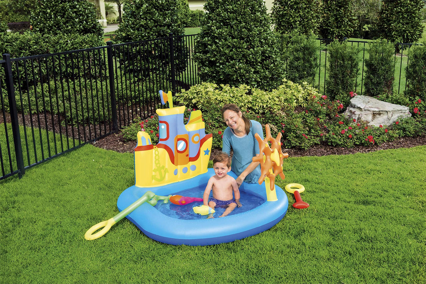 H2OGo! Tug Boat Inflatable Splash Pad - Kids Water Toy for Backyard Summer Water Play - Inflatable Water Park - Water Mat for Babies & Toddlers - (6