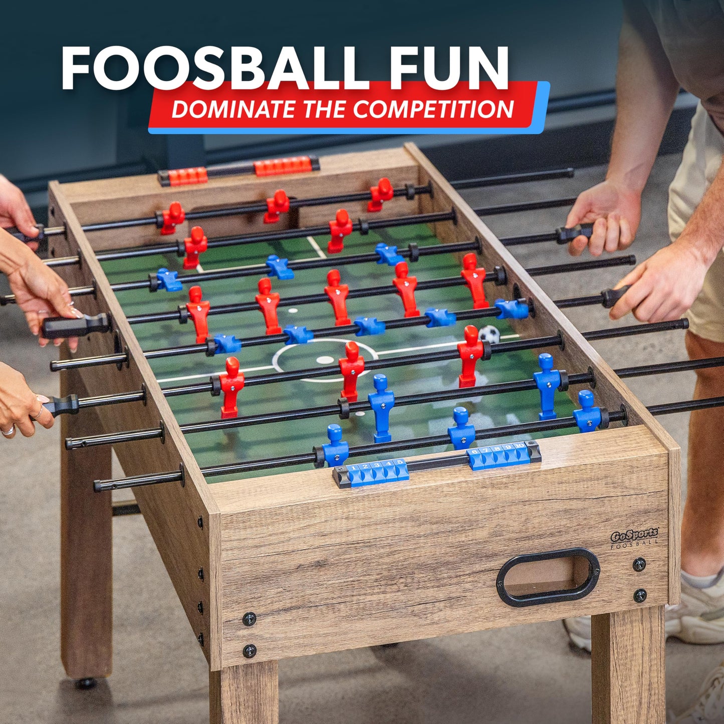 GoSports 48 Inch Game Room Size Foosball Table - Includes 4 Balls and 2 Cup Holders - Black, Oak, or White
