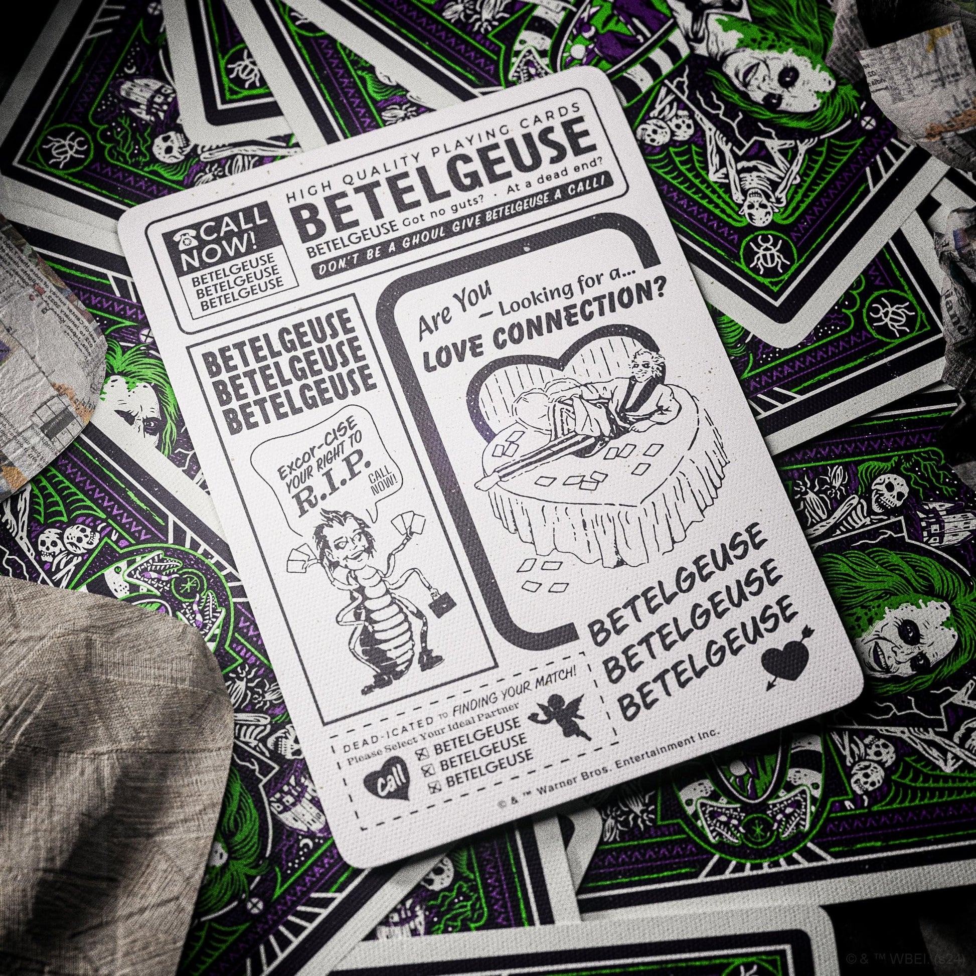 theory11 Beetlejuice Playing Cards - Broadway Musical Poker Deck with Custom Illustrated Art, Magic, Cardistry, Game Night Gift for Beetlejuice Fans