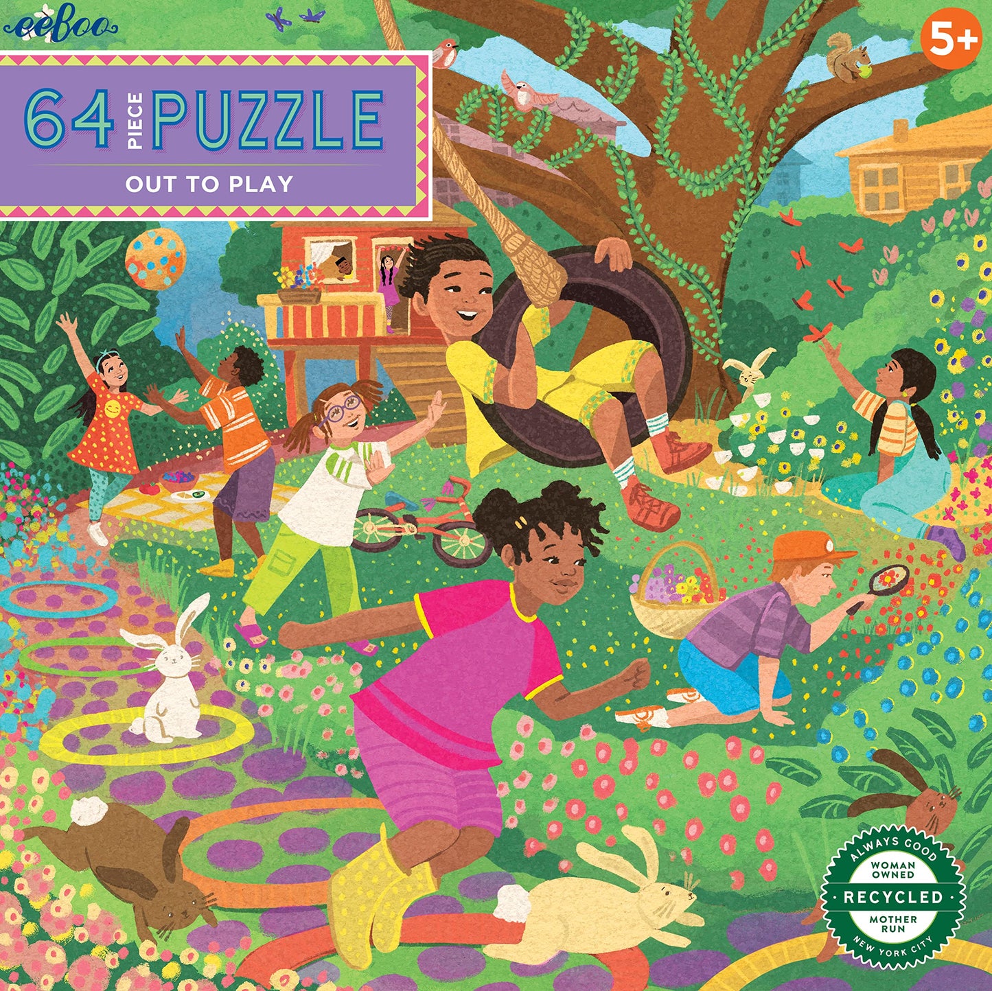 eeBoo: Out to Play 64 Piece Jigsaw Puzzle, Perfect Project for Little Hands, Aids in Development of Pattern, Shape, and Color Recognition, Offers