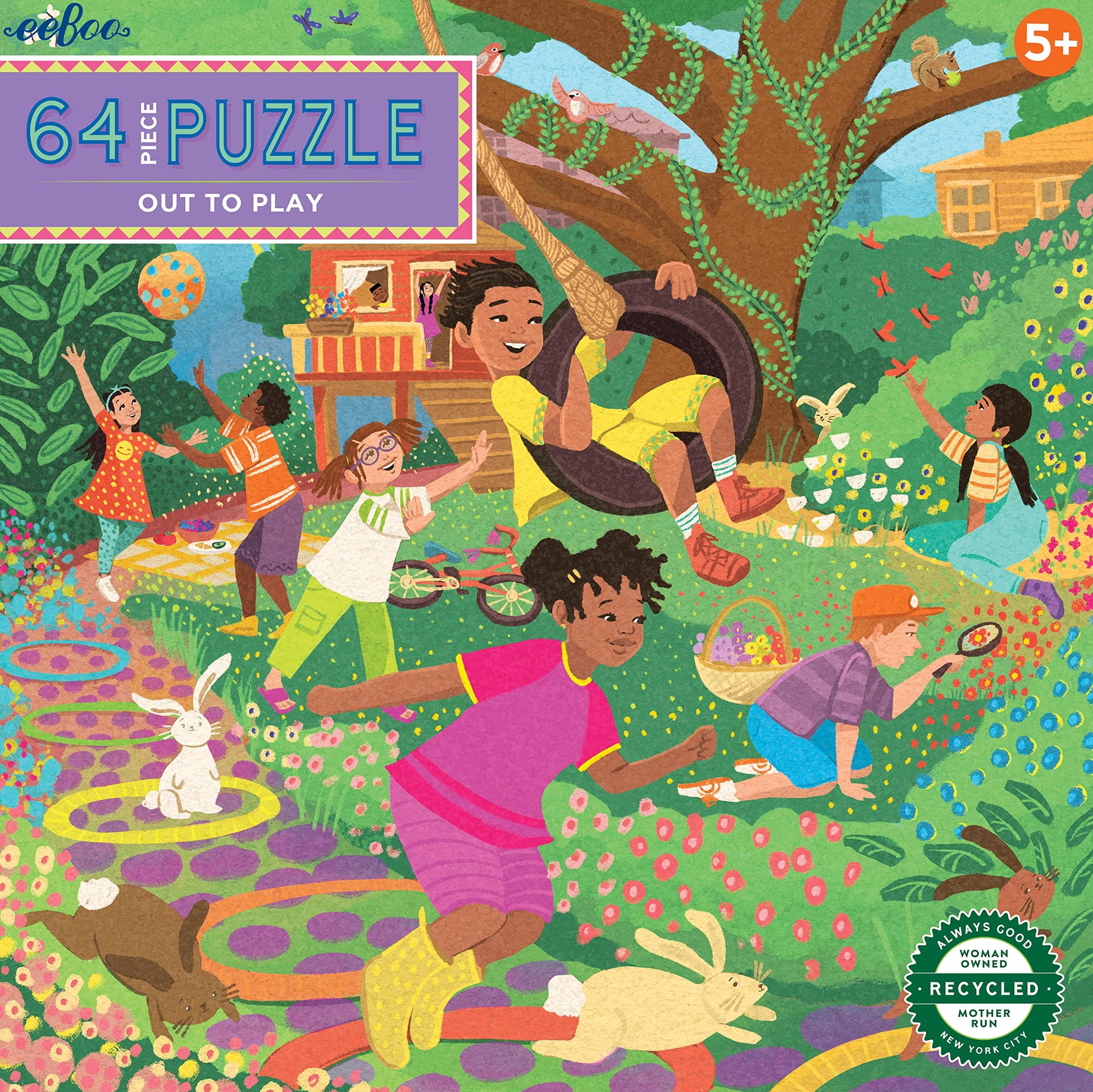 eeBoo: Out to Play 64 Piece Jigsaw Puzzle, Perfect Project for Little Hands, Aids in Development of Pattern, Shape, and Color Recognition, Offers