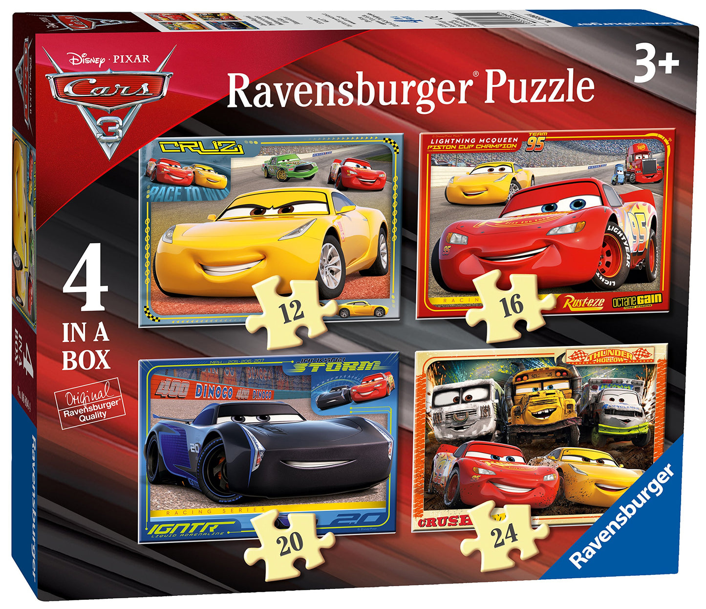 Ravensburger Disney Pixar Cars 4 in Box (12, 16, 20, 24 Pieces) Jigsaw Puzzles for Kids Age 3 Years Up