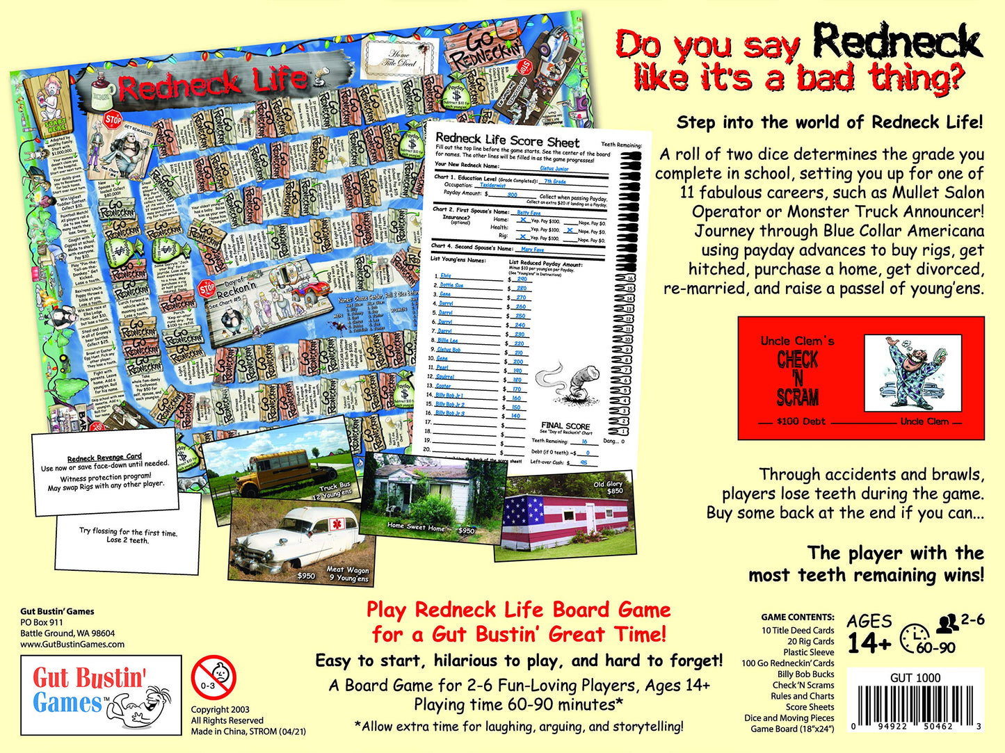 Gut Bustin' Games Redneck Life Board Game