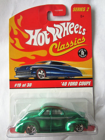 Hot Wheels Classics Series 2 # 19 of 30 Green Spectraflame '40 Ford Coupe on White Wall Tires