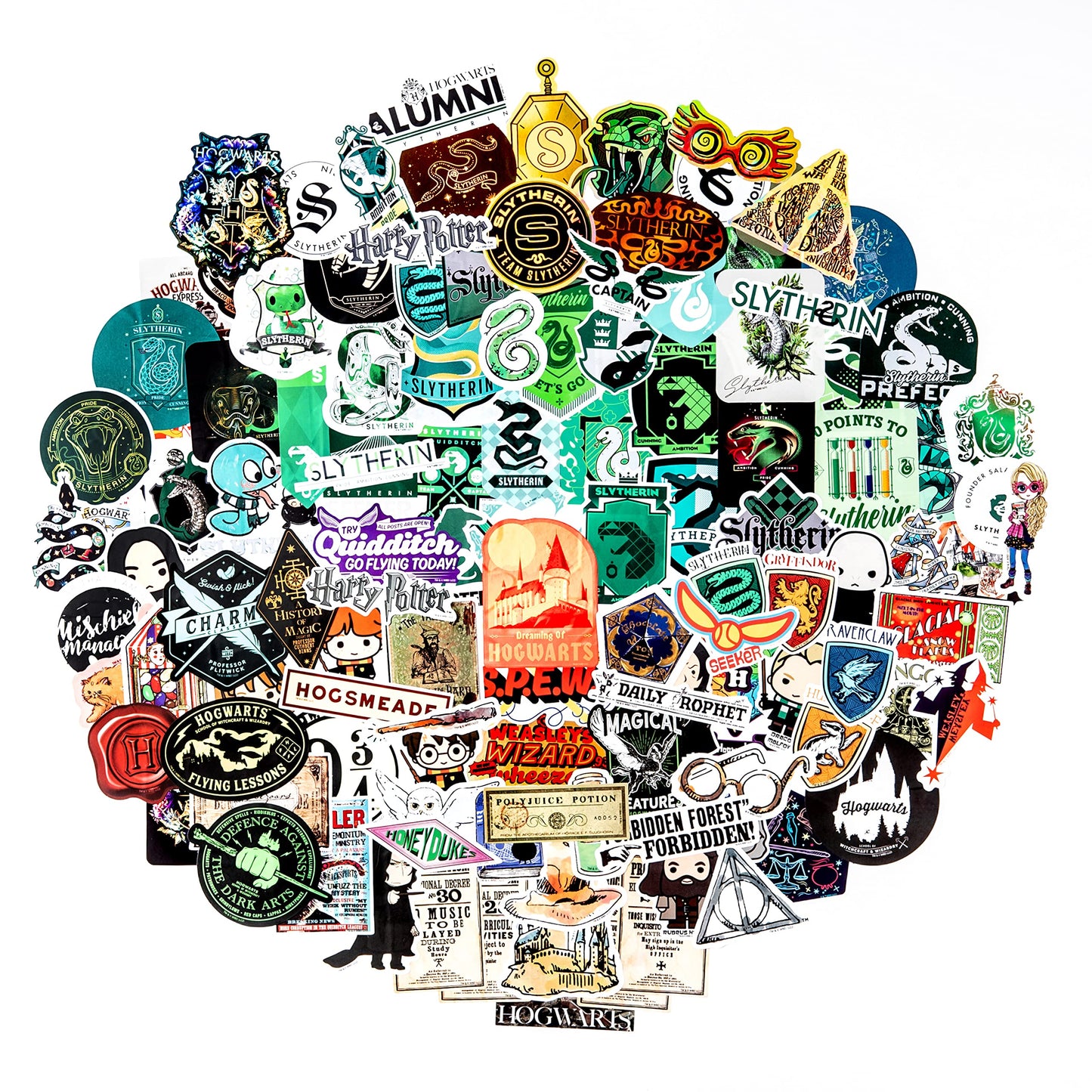Conquest Journals Harry Potter Slytherin Vinyl Stickers, Unique Stickers Including Holograms, Waterproof and UV Resistant, Great for All Your Gadgets