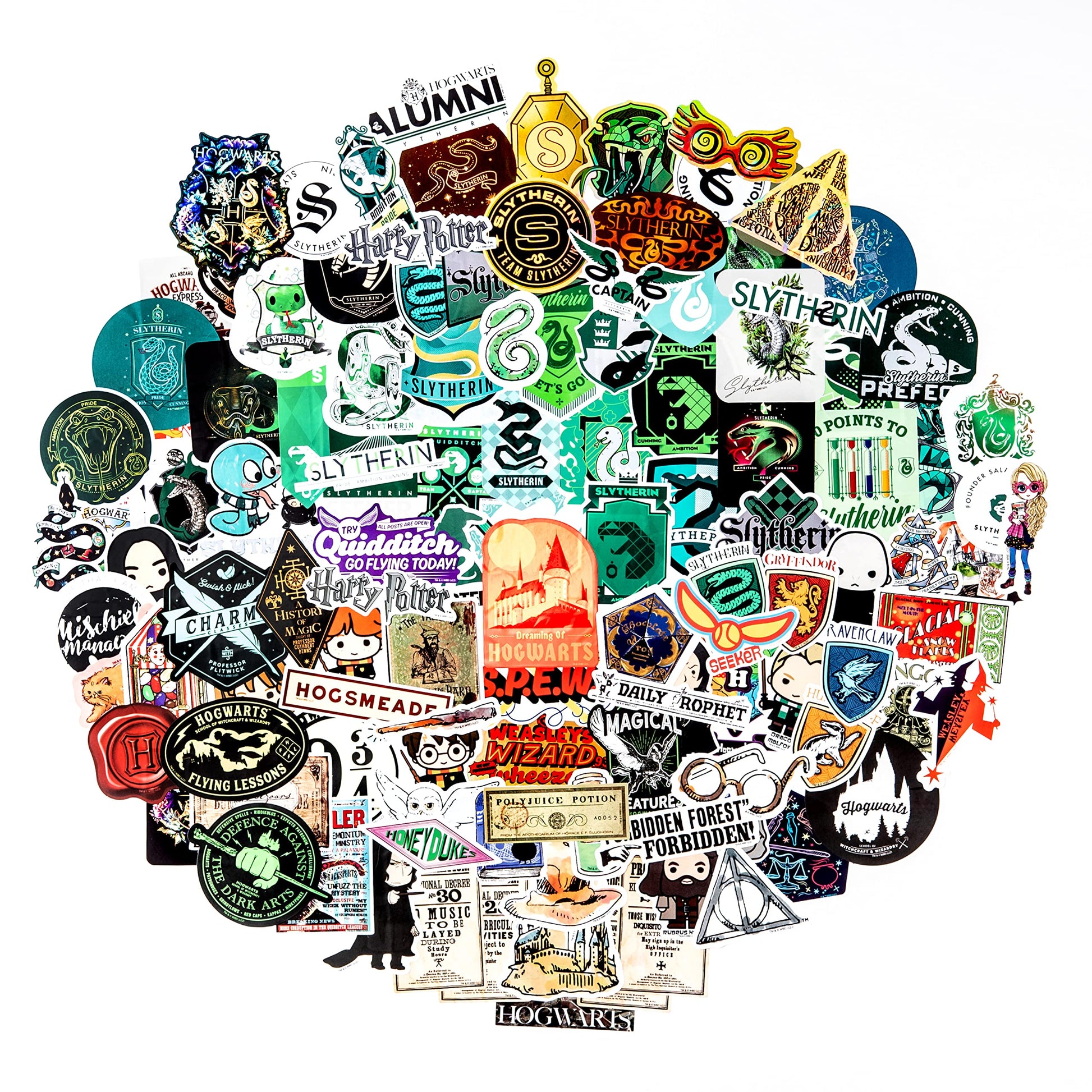 Conquest Journals Harry Potter Slytherin Vinyl Stickers, Unique Stickers Including Holograms, Waterproof and UV Resistant, Great for All Your Gadgets