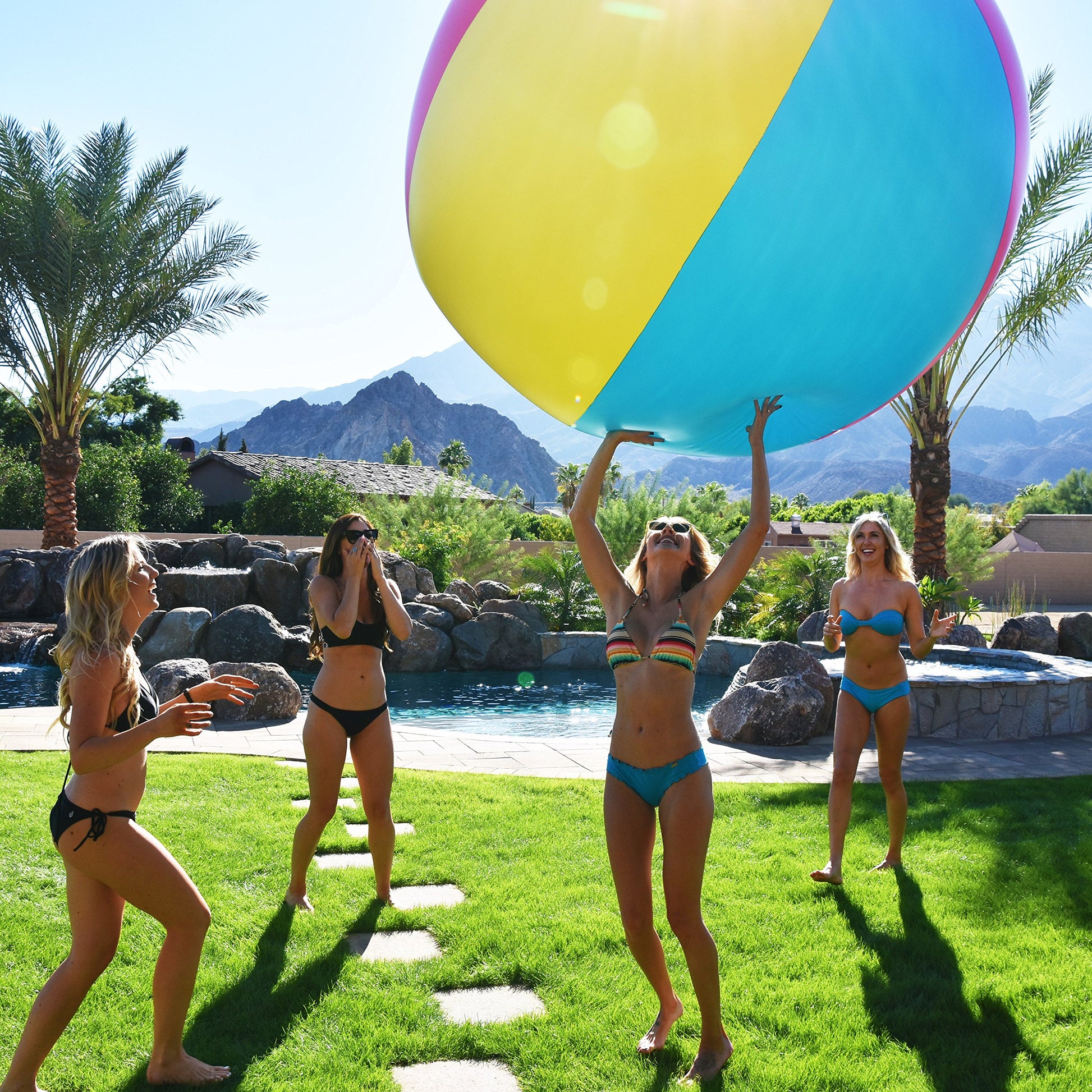 GoFloats 6 ft Giant Inflatable Beach Ball, Extra Large Jumbo Beach Ball - Patch Kit Included