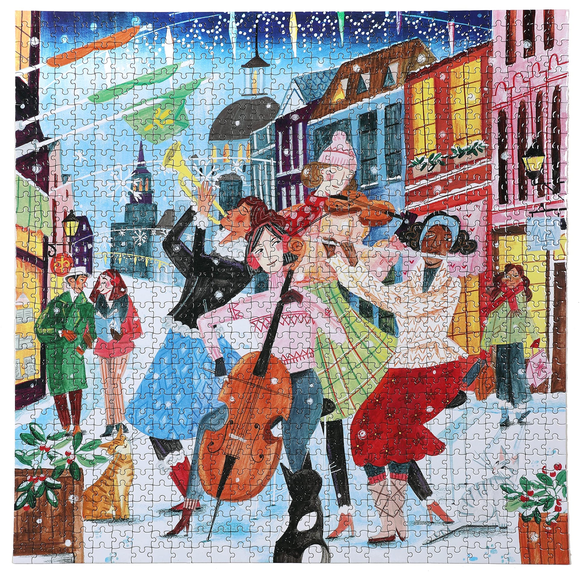 eeBoo 1000 Piece Puzzle - Music in Montreal Jigsaw Puzzle for Adults, Square 23" x 23" Made with Recycled Board & Vegetable-Based Ink