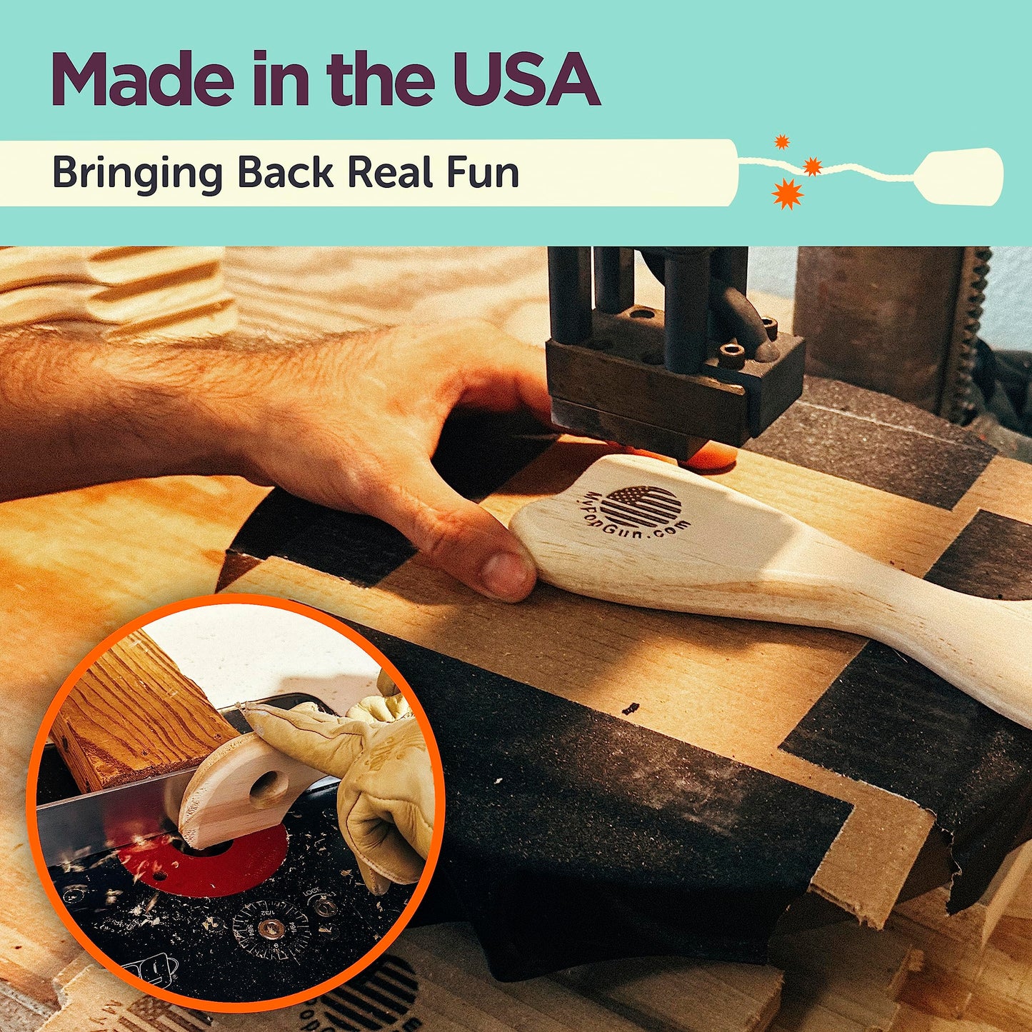Black Toy Pop Gun for Kids - Wooden Toy Guns for Boys 3-12, Fake Gun