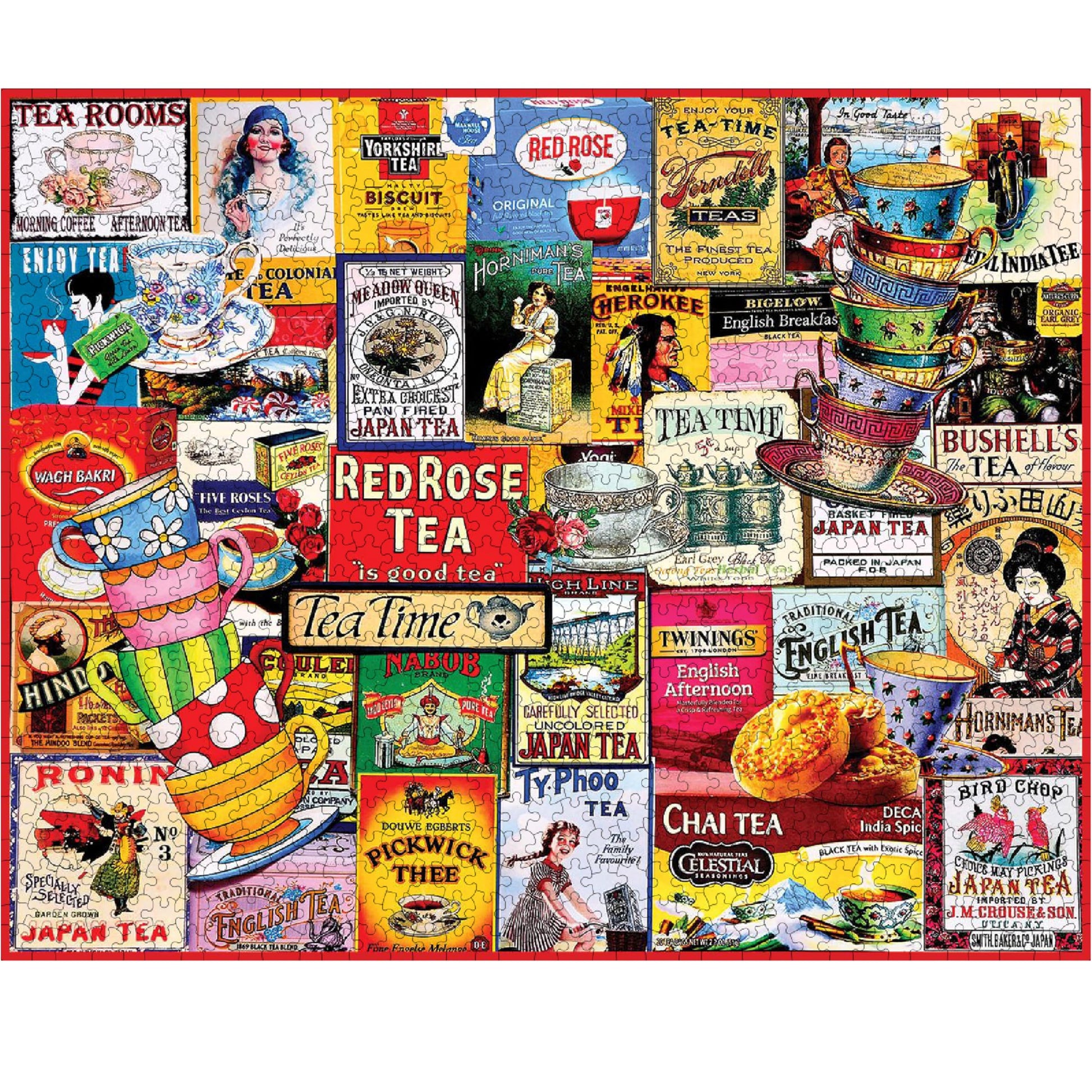 White Mountain 1000 Piece Jigsaw Puzzle Vintage Tea Collage, Teatime