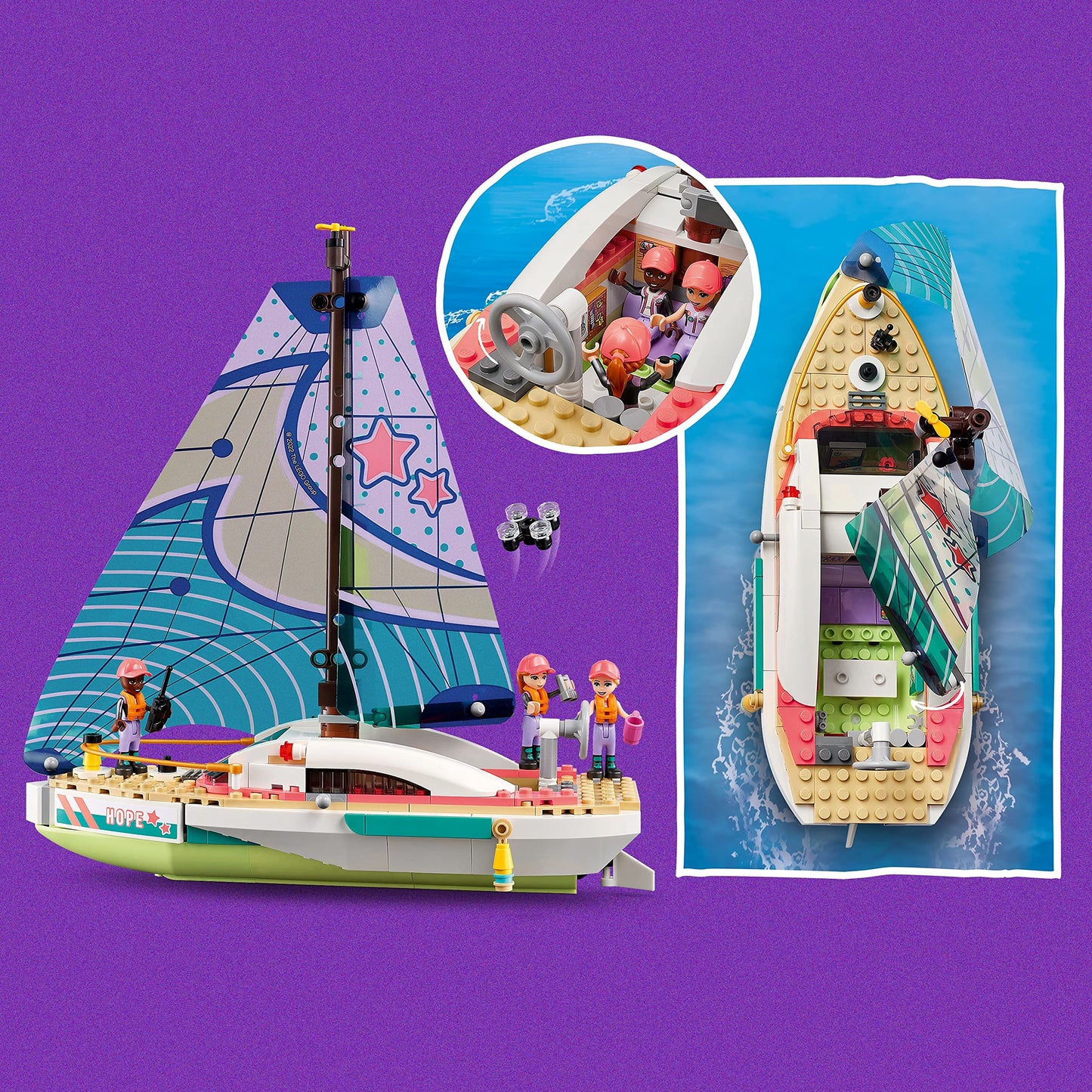 LEGO Friends Stephanie's Sailing Adventure Toy Boat Set 41716, Sailboat Building Toy with Island, Drone, and 3 Mini Figures, Creative Sailing Gift
