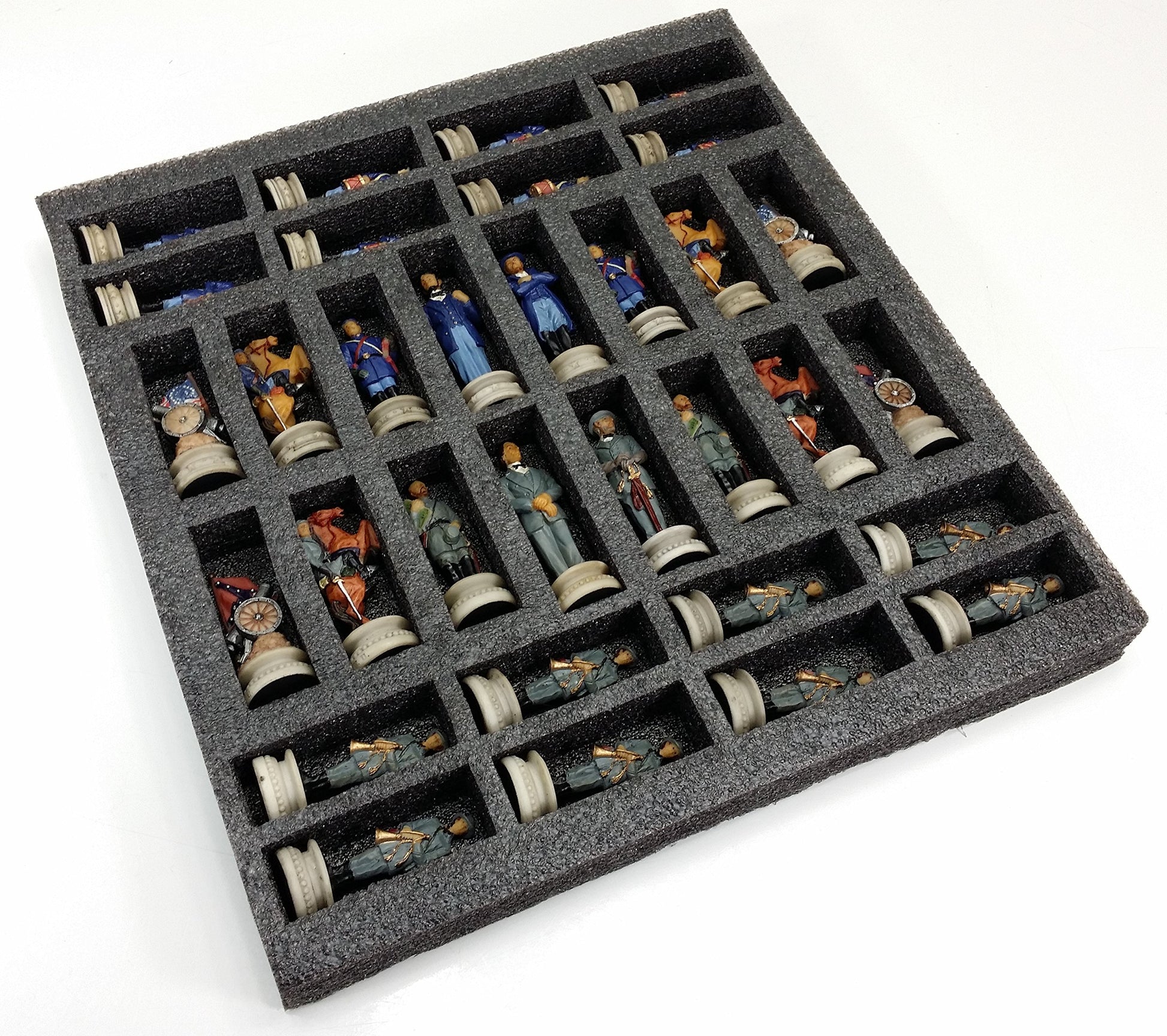 32 Piece Themed Set of Chess Men Pieces Civil War or American Revolution or WW2 - NO Board (American Civil War - General Queens)