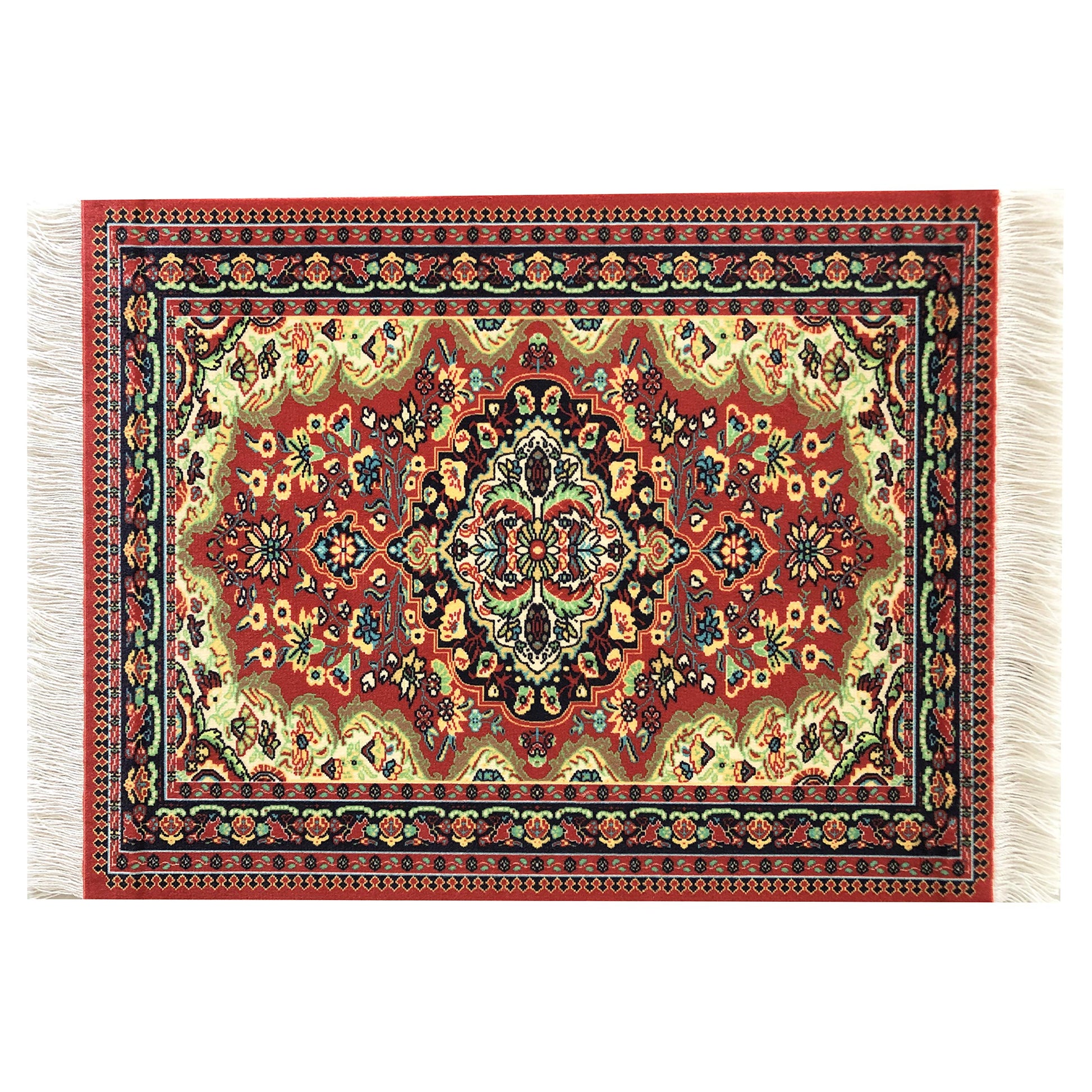 Set of 2 Dollhouse Area Rugs - Miniature Carpet Accessories for Doll Houses, 10 x 7 Inch Rectangular Floor Décor, Oriental Style