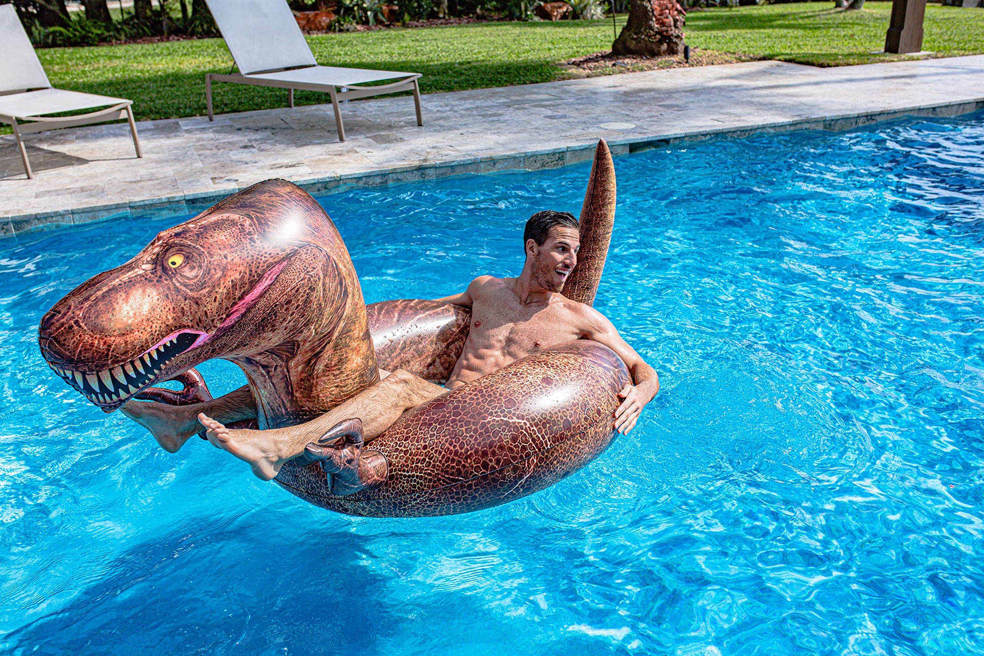 PoolCandy Inflatable T-Rex Dinosaur 48" Swim Ring