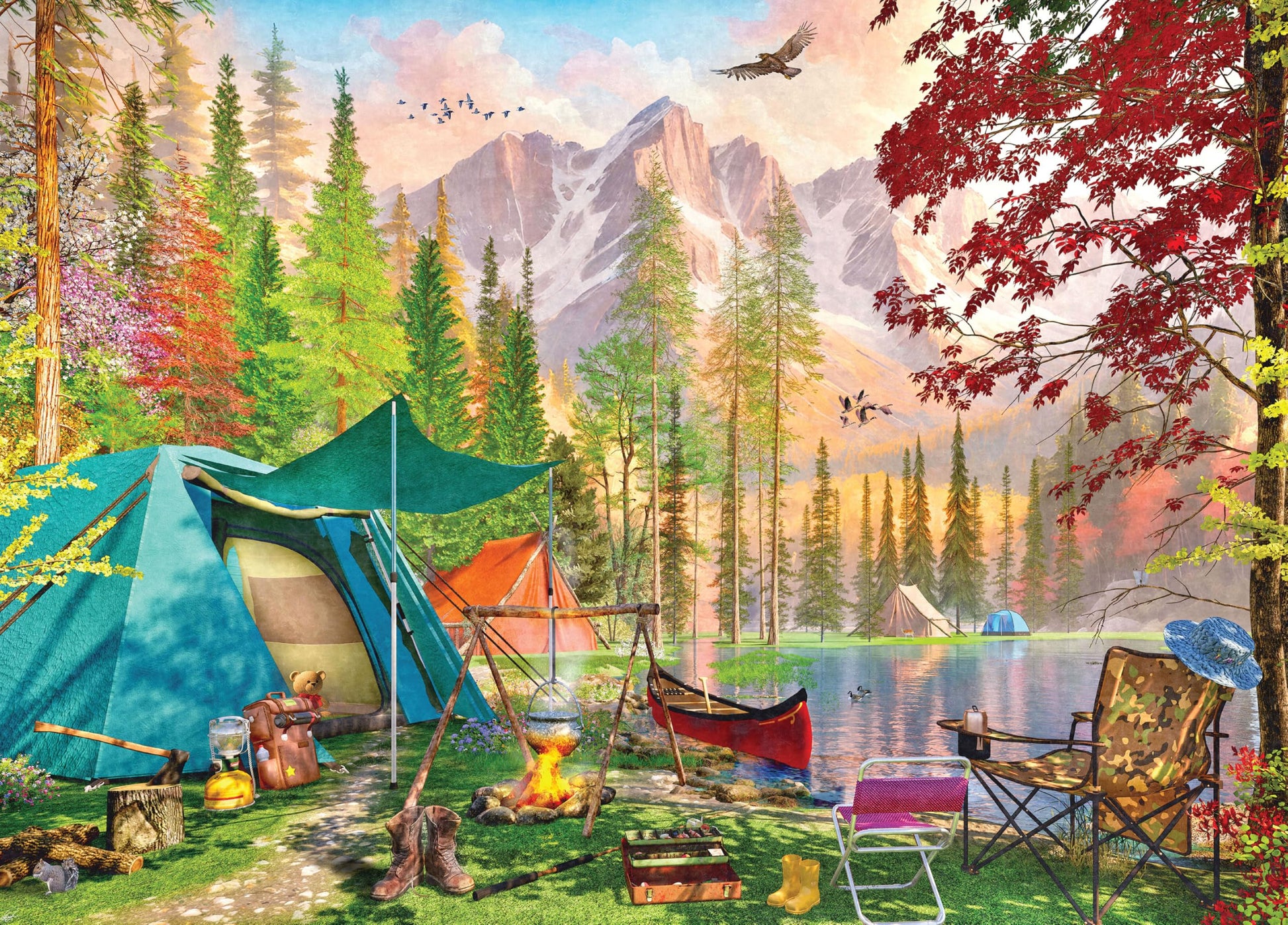 Ceaco - Camping Tranquility - 500 Large Piece Jigsaw Puzzle for Adults