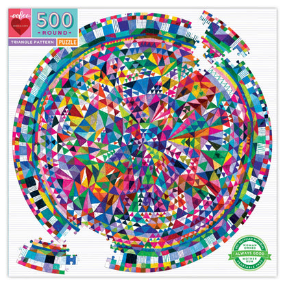 eeBoo: Piece and Love Triangle Pattern 500 Piece Round Circle Jigsaw Puzzle, Jigsaw Puzzle for Adults and Families, Includes Glossy and Sturdy Pieces