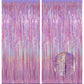 Melsan Purple Pink Tinsel Backdrop for Birthday, 2 Pack 3.2ft x 8ft