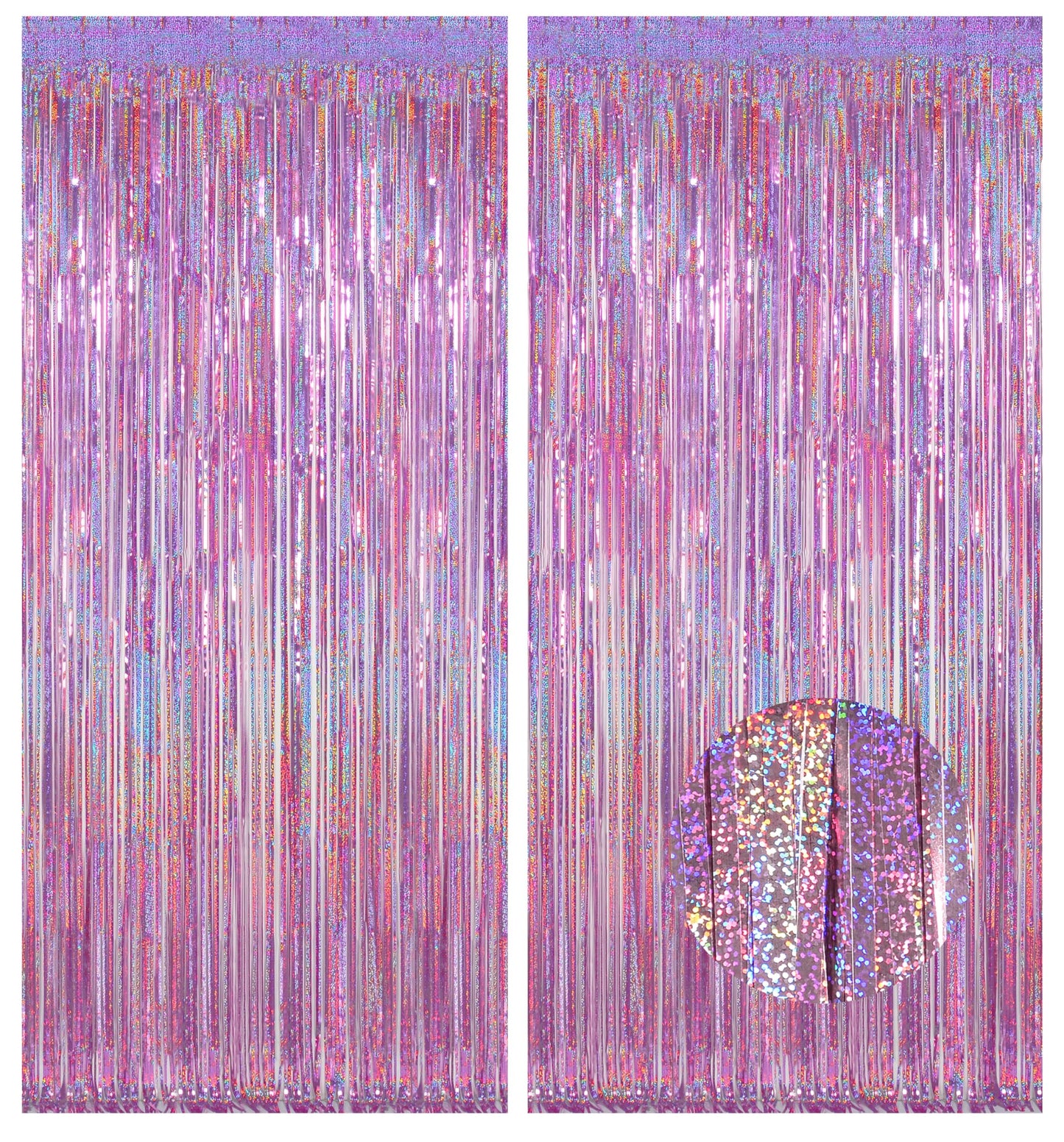 Melsan Purple Pink Tinsel Backdrop for Birthday, 2 Pack 3.2ft x 8ft