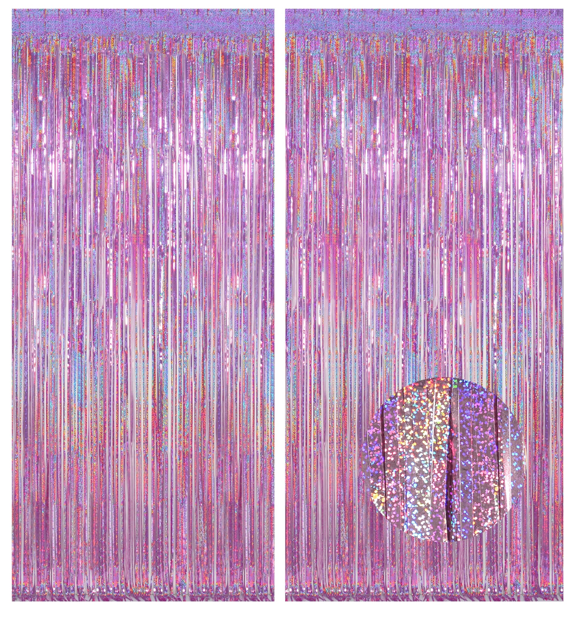 Melsan Purple Pink Tinsel Backdrop for Birthday, 2 Pack 3.2ft x 8ft