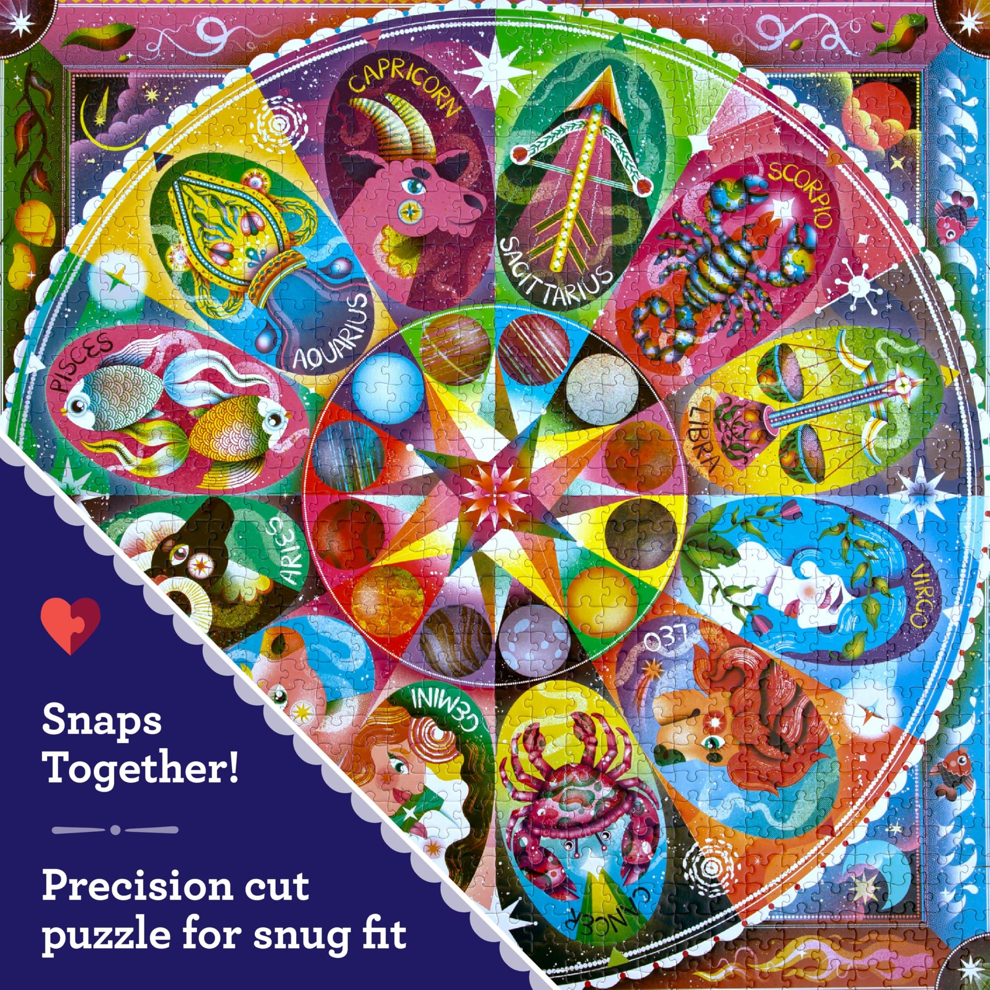 eeBoo Horoscopes 1000 Piece Square Jigsaw Puzzle, 23" x 23"