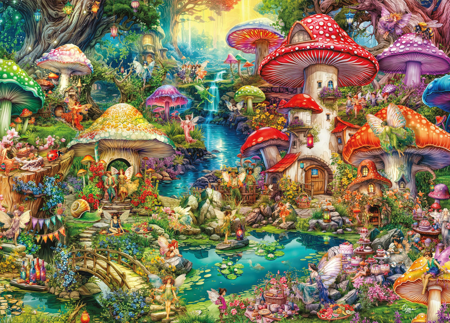 Buffalo Games - Merry Mushroom Village Picnic - 1000 Piece Jigsaw Puzzle