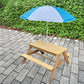 BTExpert Kids 3-in-1 Sand Water Activity Table Wooden Outdoor Convertible Picnic Table Bench Adjustable Umbrella Removable Top 2 Play Boxes Toy Set 37