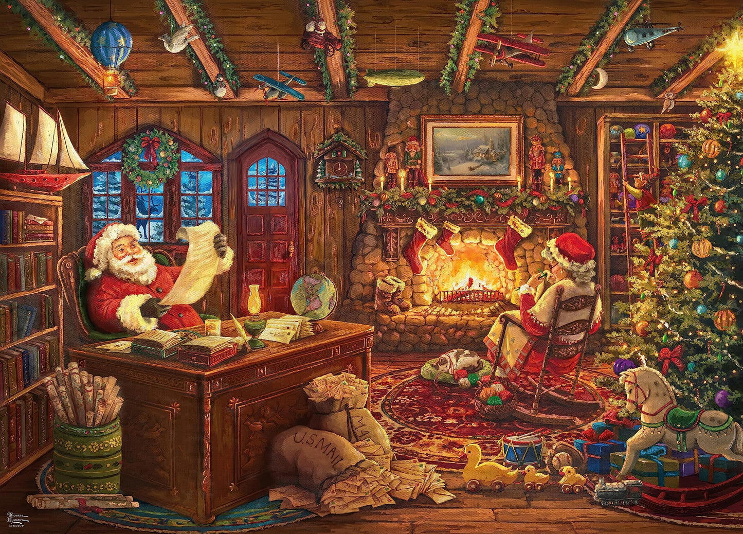 Ceaco - Thomas Kinkade Santa Checking His - 1000 Piece Puzzle for Adults