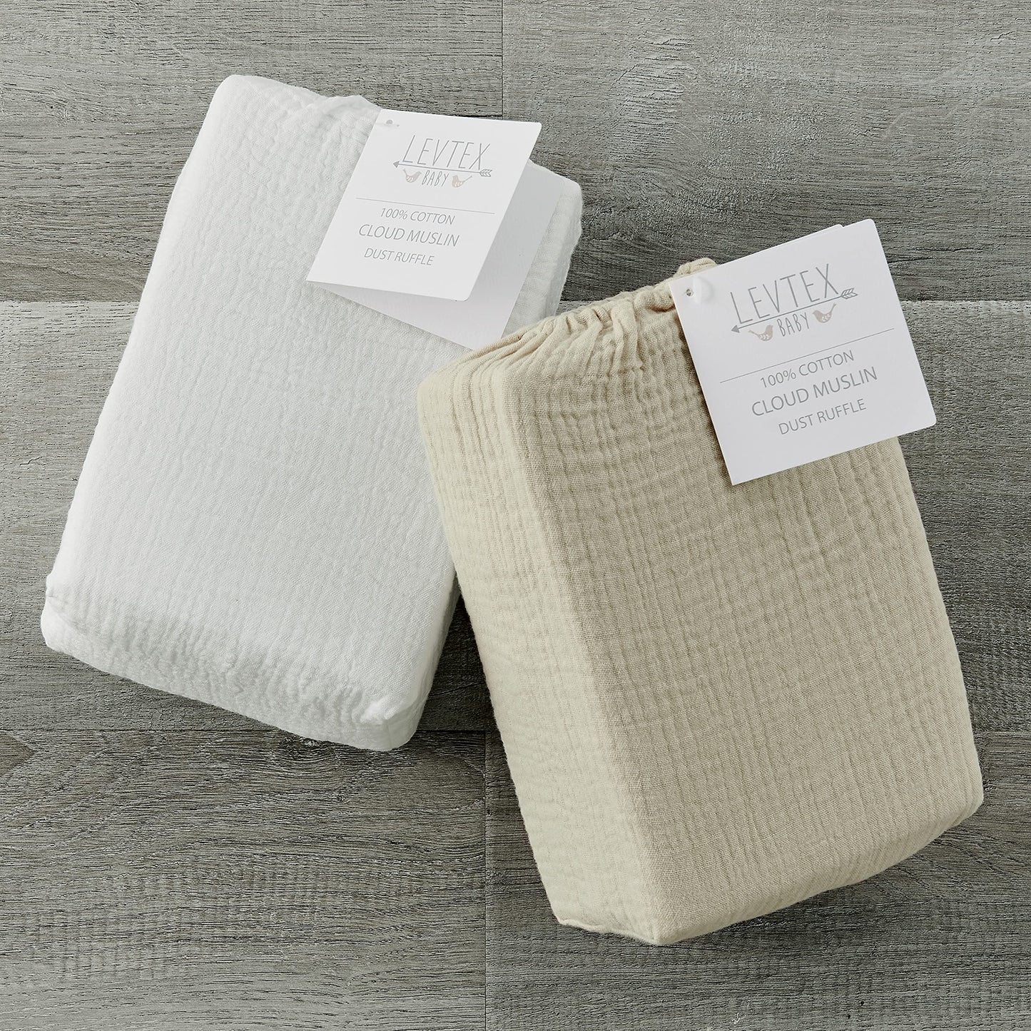 Levtex Baby - Cloud Muslin Crib Dust Ruffle - Baby Nursery - Beige Textured Muslin - Dust Ruffle (52x28+16)