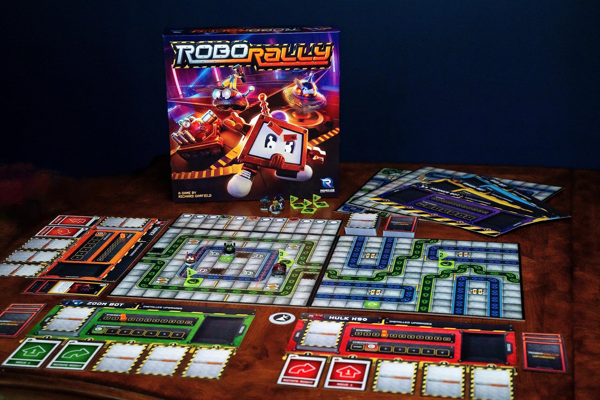 Renegade Game Studios Robo Rally Board Game Strategy Card Programming with 6 Pre-Painted Robot Miniatures for 2-6 Players Ages 12+
