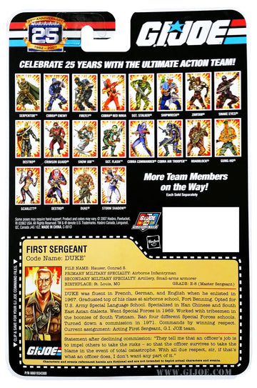 G.I. Joe 25th Anniversary: Duke (First Sergeant) 3-3/4 Inch Action Figure