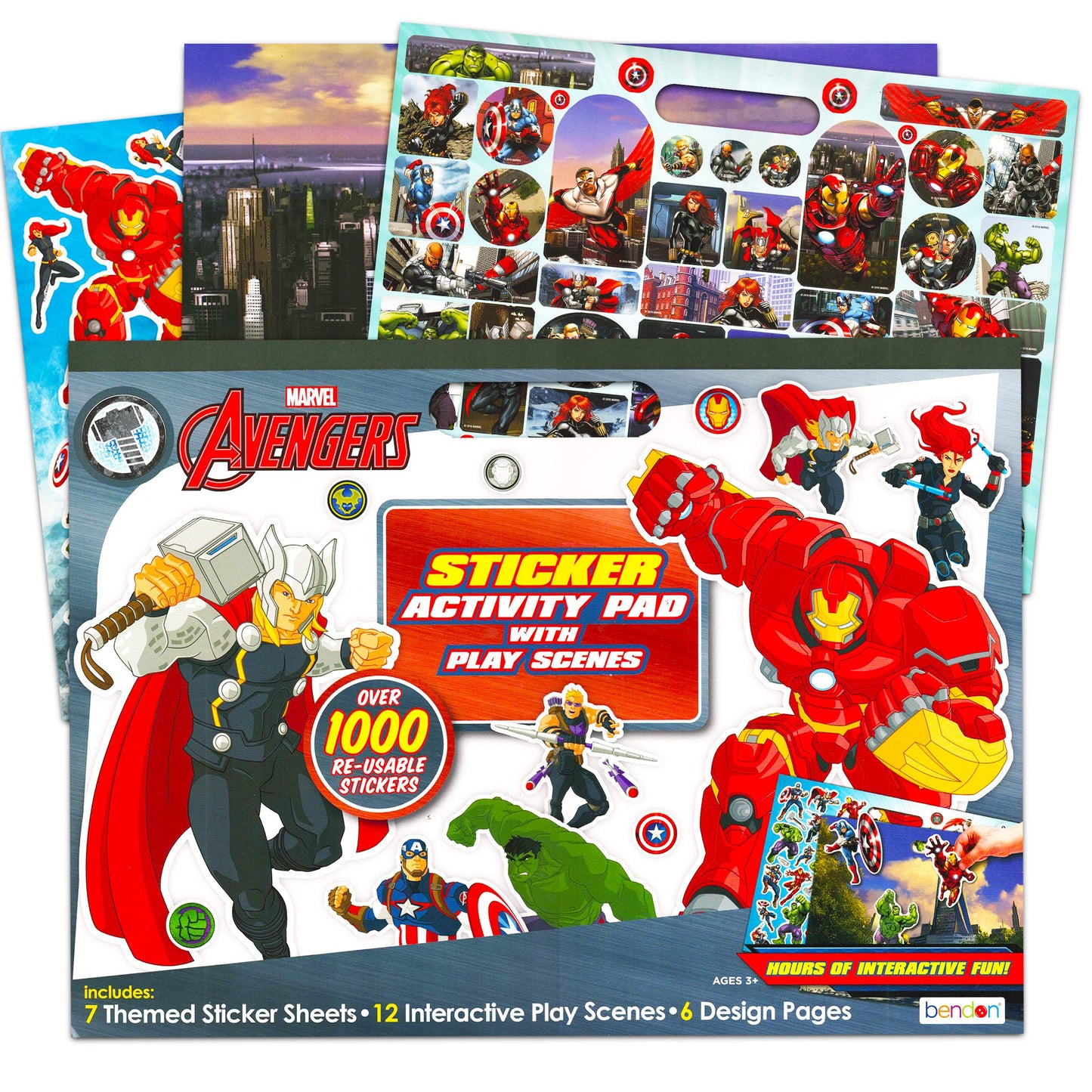 Marvel Avengers Sticker Pads for Boys Kids ~ 2 Pack Giant Avengers Create a Scene Sticker Book with Over 1000 Stickers Plus Bonus Avengers Stickers