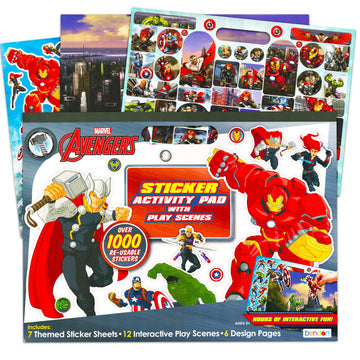 Marvel Avengers Sticker Pads for Boys Kids ~ 2 Pack Giant Avengers Create a Scene Sticker Book with Over 1000 Stickers Plus Bonus Avengers Stickers